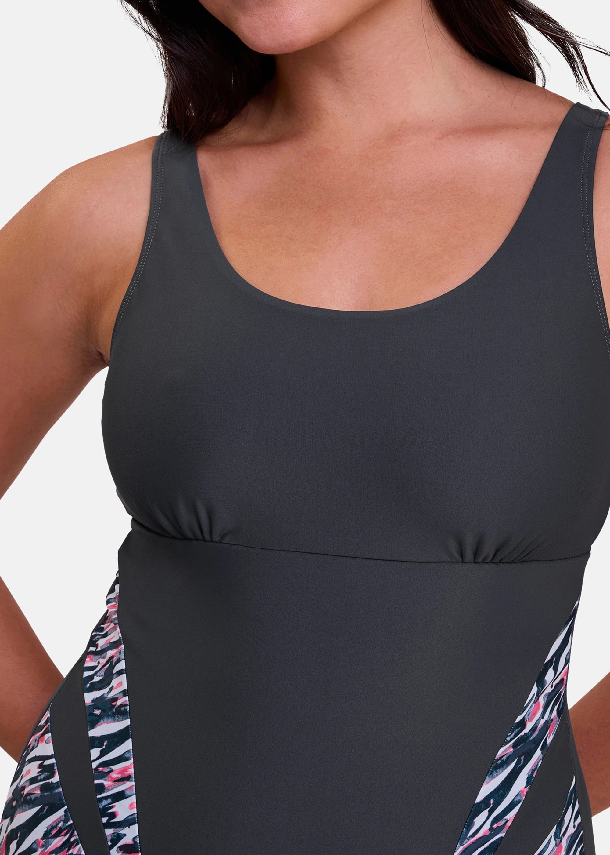 Maillot de bain de natation une pièce sans armatures Bondi Beach Gris & Imprimé Graphique – zoom matière