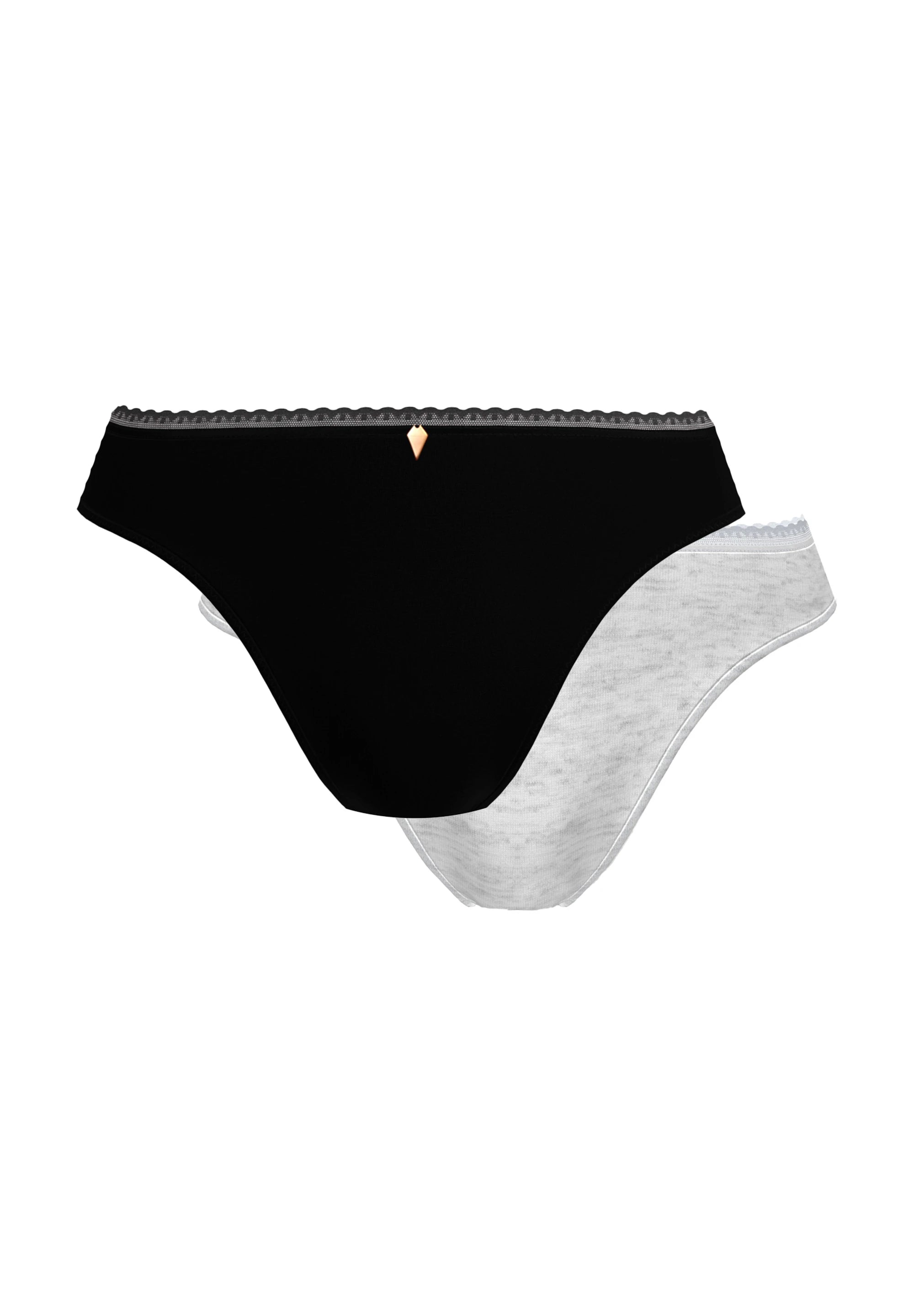Lot de 2 slips Romie Noir et Gris Chiné Fumé