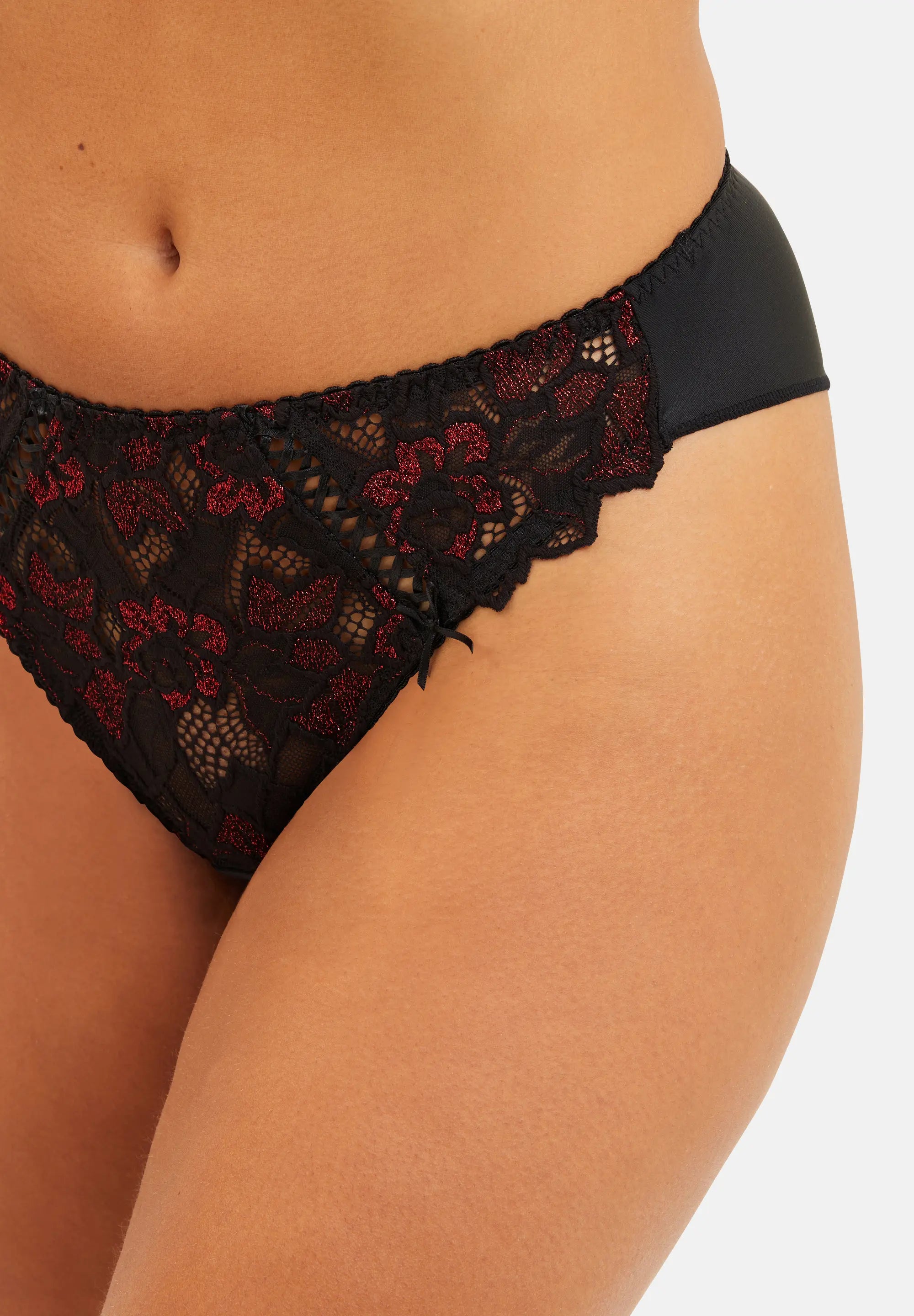 Tanga Arum Glitter Zwart & Rood Glitterachtig