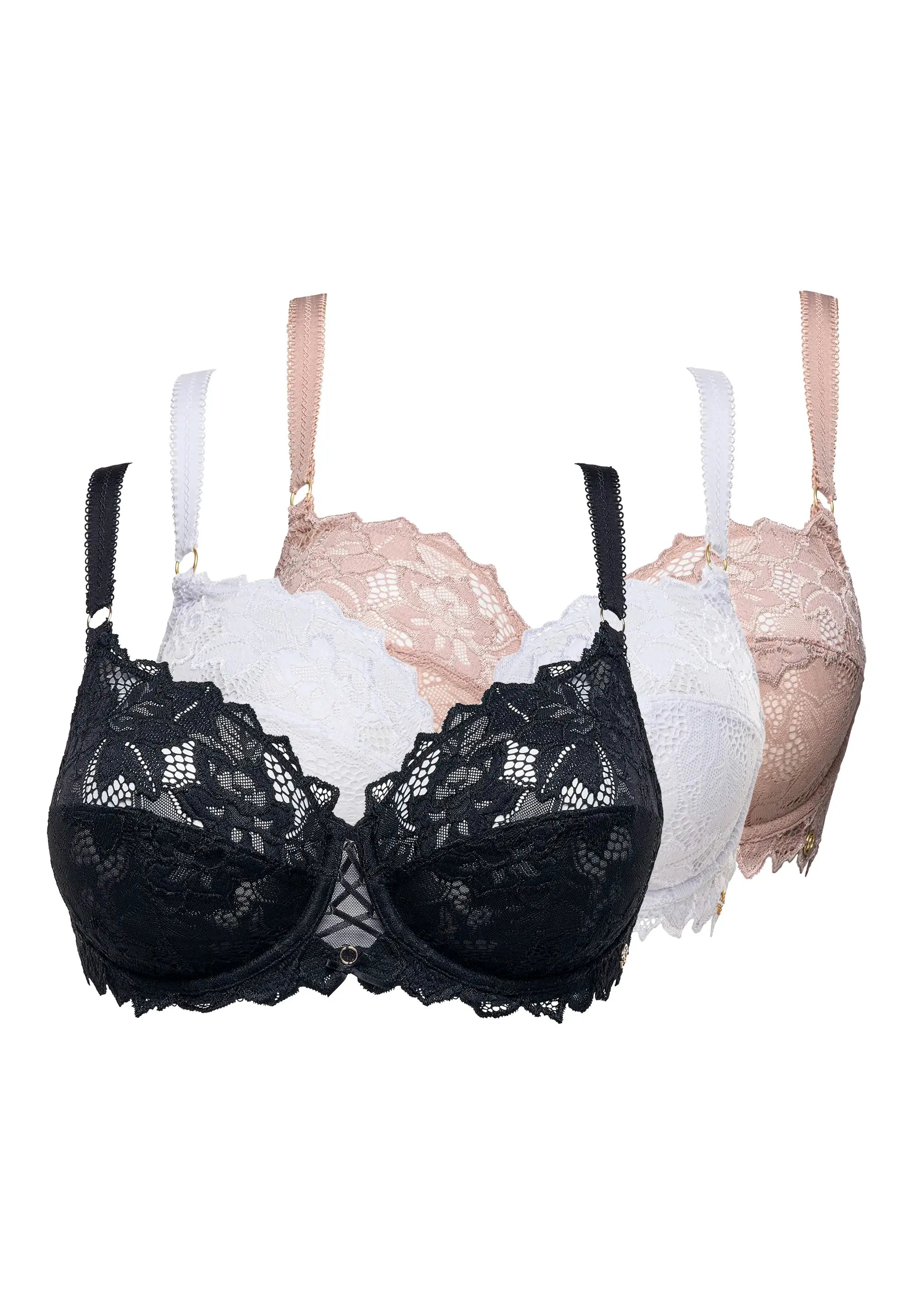 Set van 3 Arum Prima bh’s in Zwart, Wit en Beige