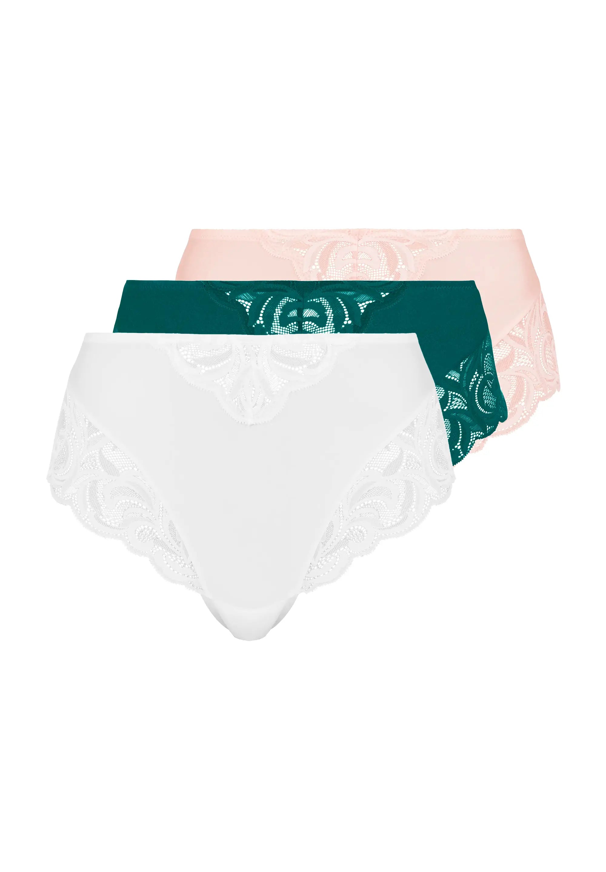 Lot de 3 culottes Carla Blanc, Vert et Rose