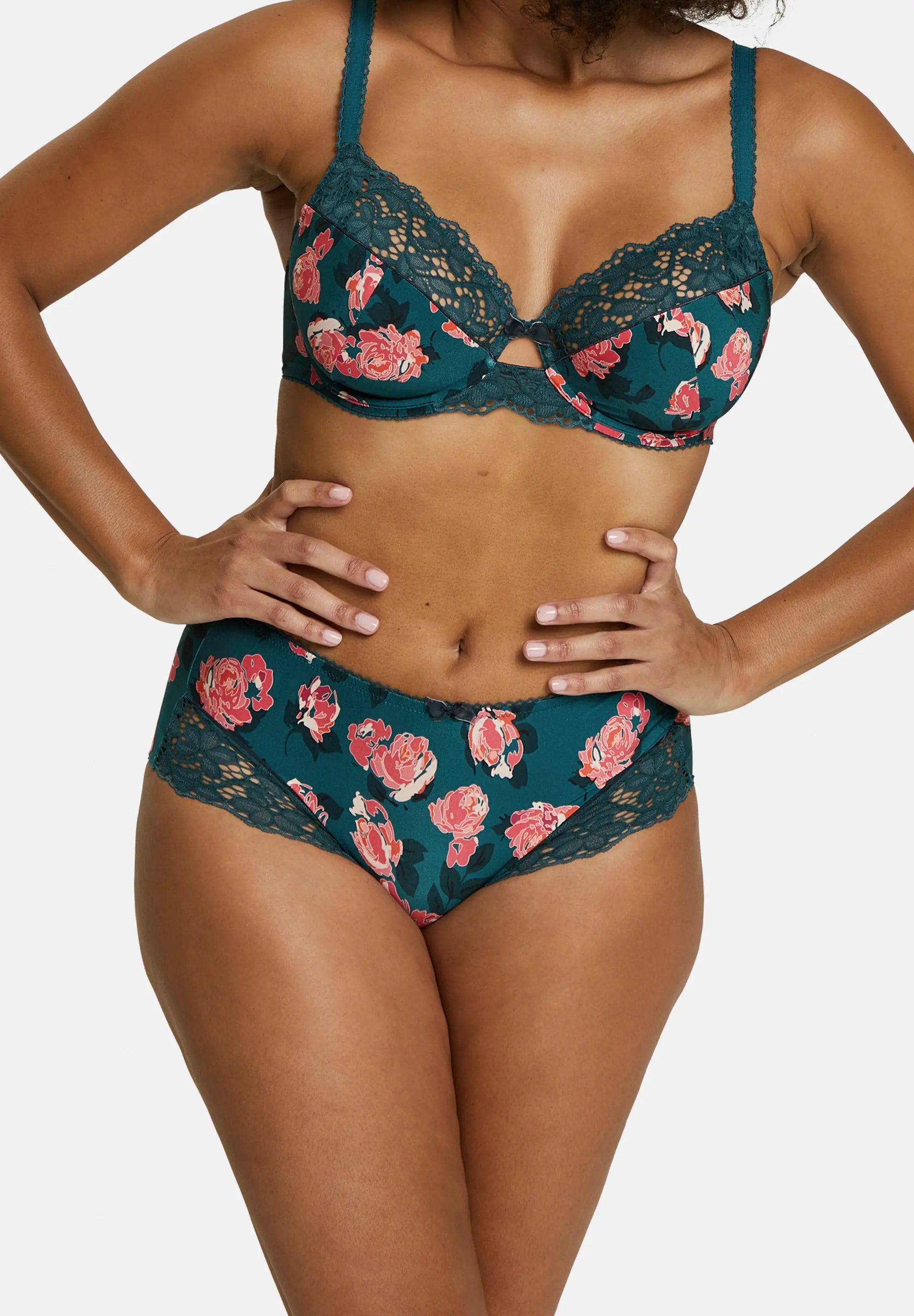 Shorty Tiffany Bloemenprint Groen Balsam