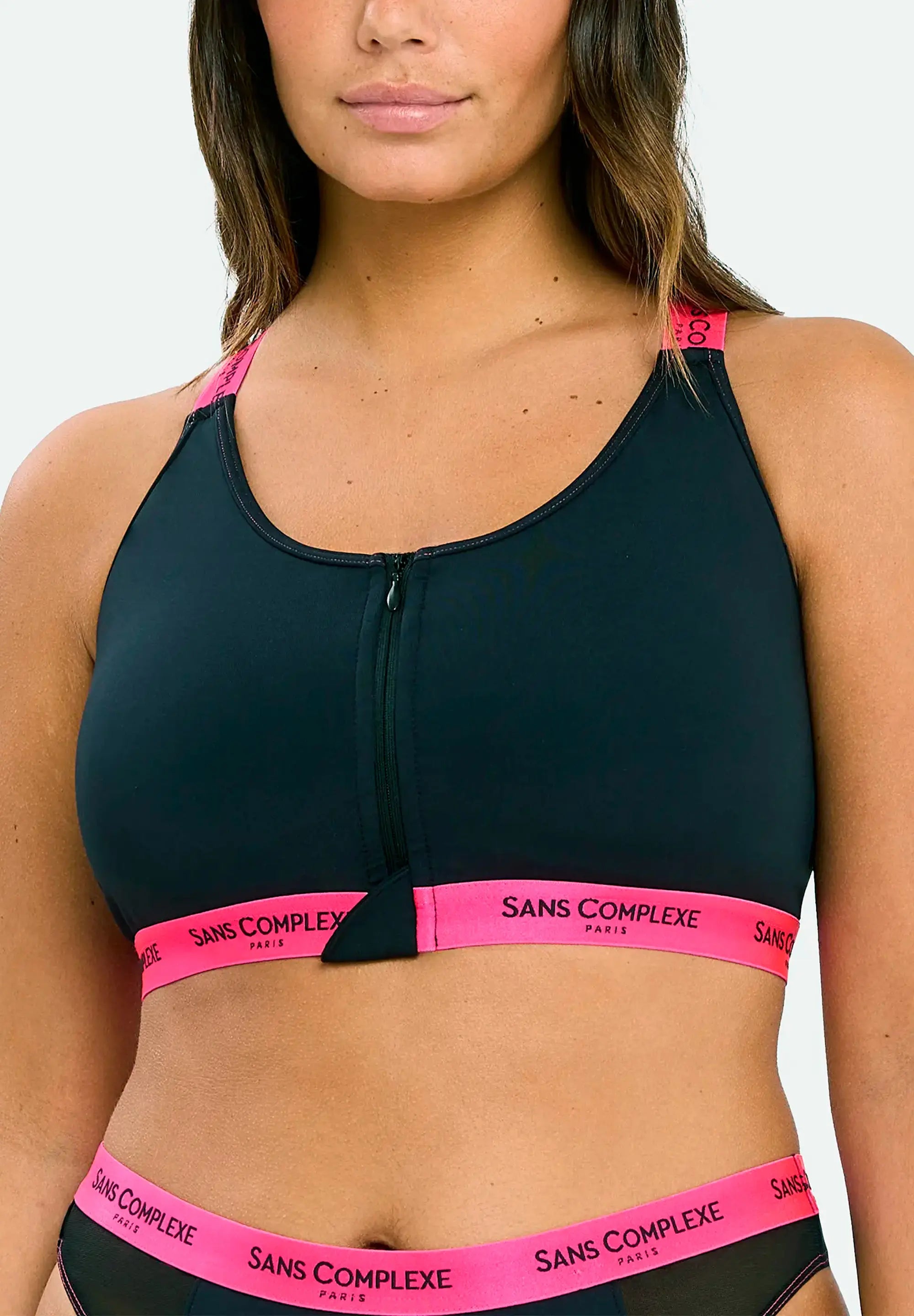Brassière de sport sans armatures Anita B. Noir & Fuchsia