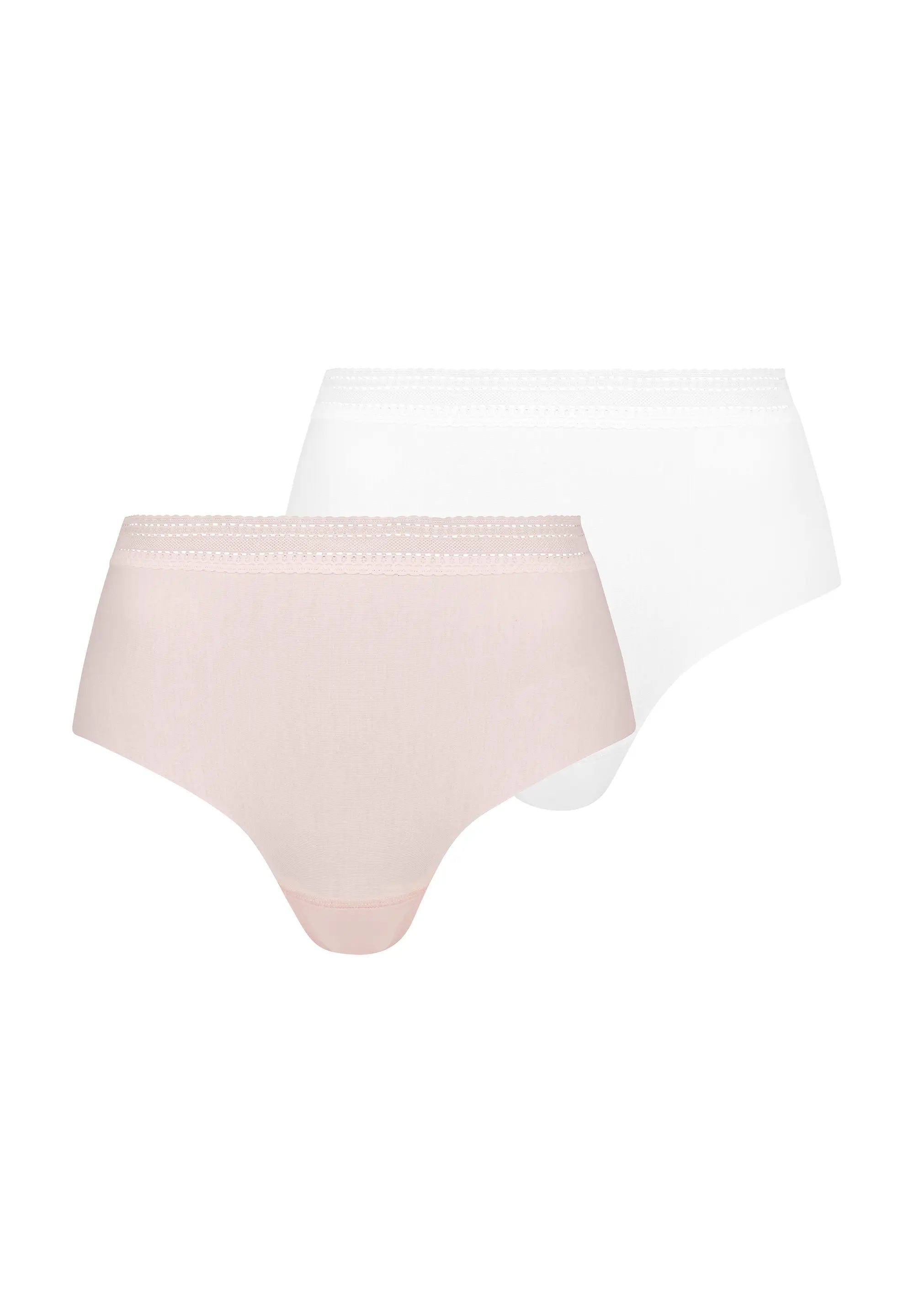 Lot de 2 culottes Invisible Coton Rose Pivoine d'Argent & Blanc