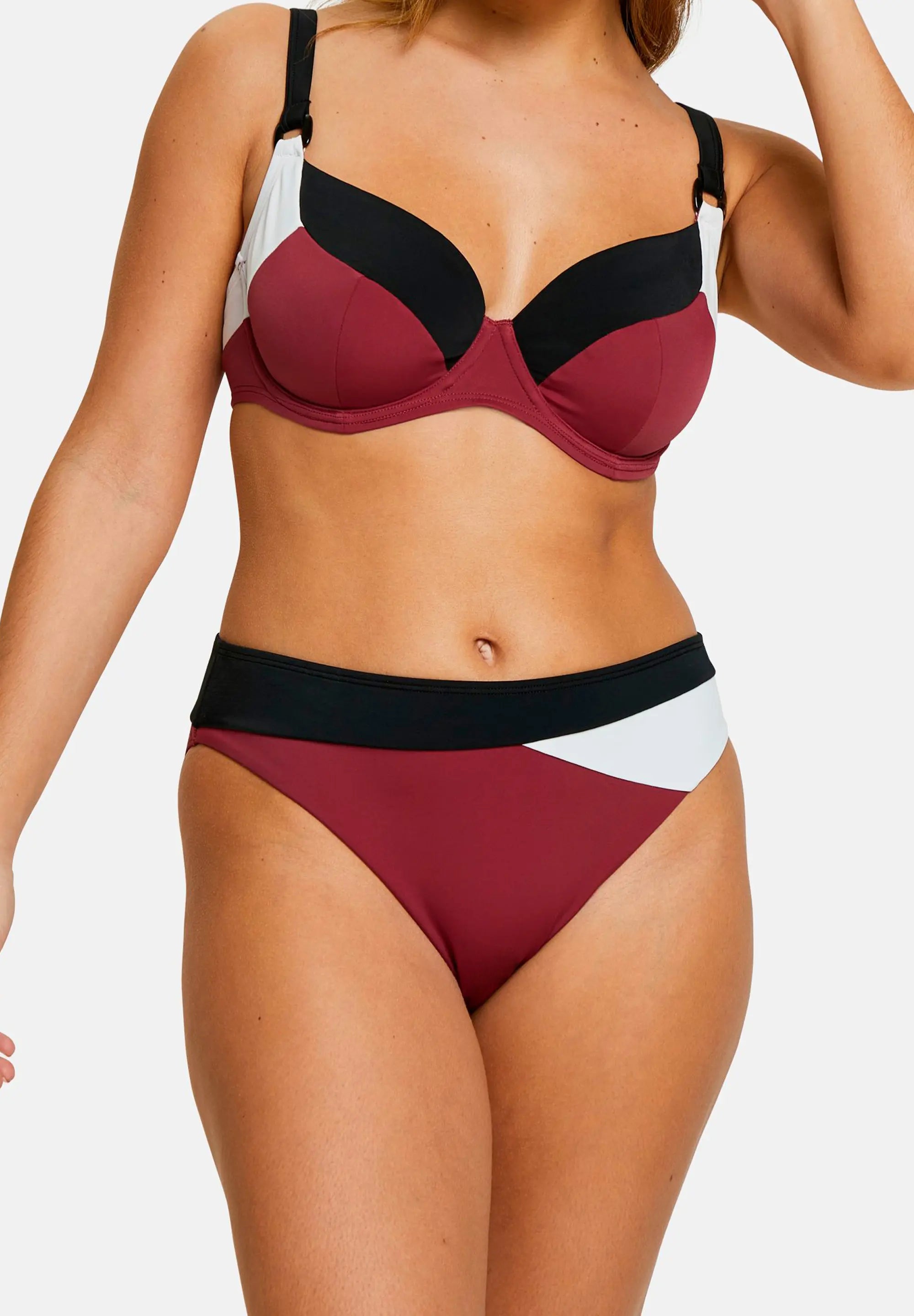 Hoge taille bikinislip Beyond the Beach Colorblock Pruim