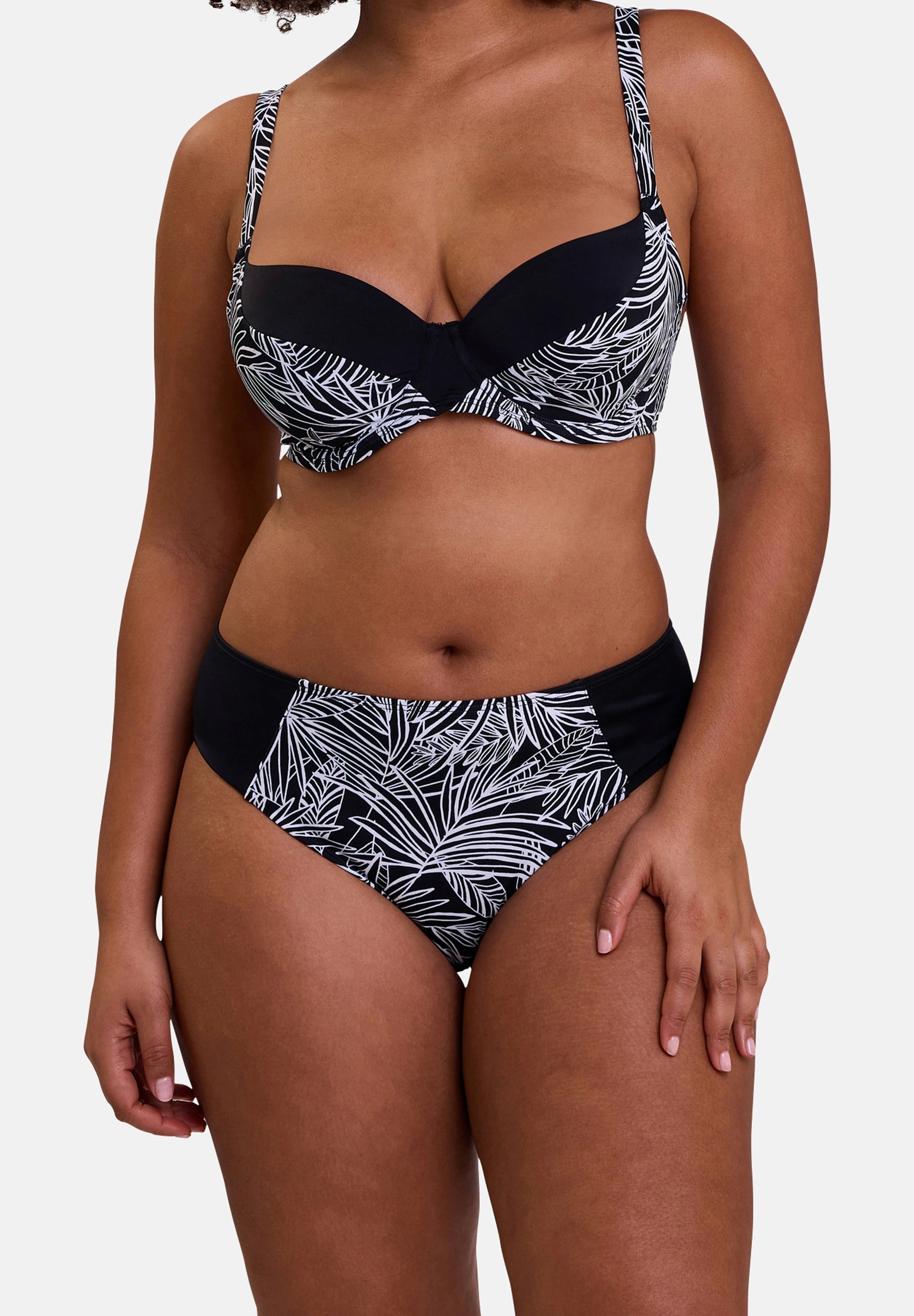 Slip da bagno Seychelles con stampa grafica di palme – vista frontale