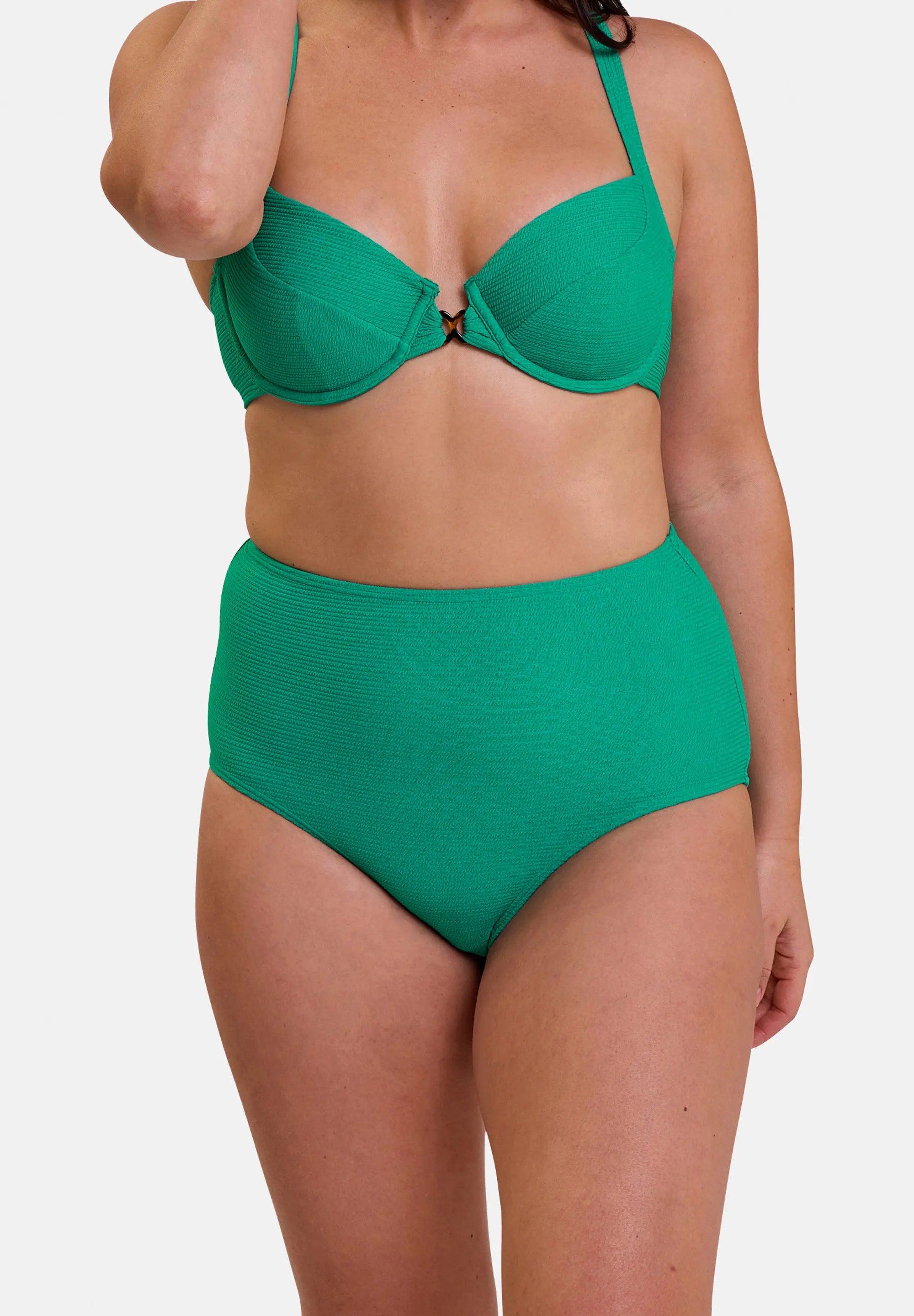 Culote de baño de tallo alto Glamourous Textured Verde Tropical