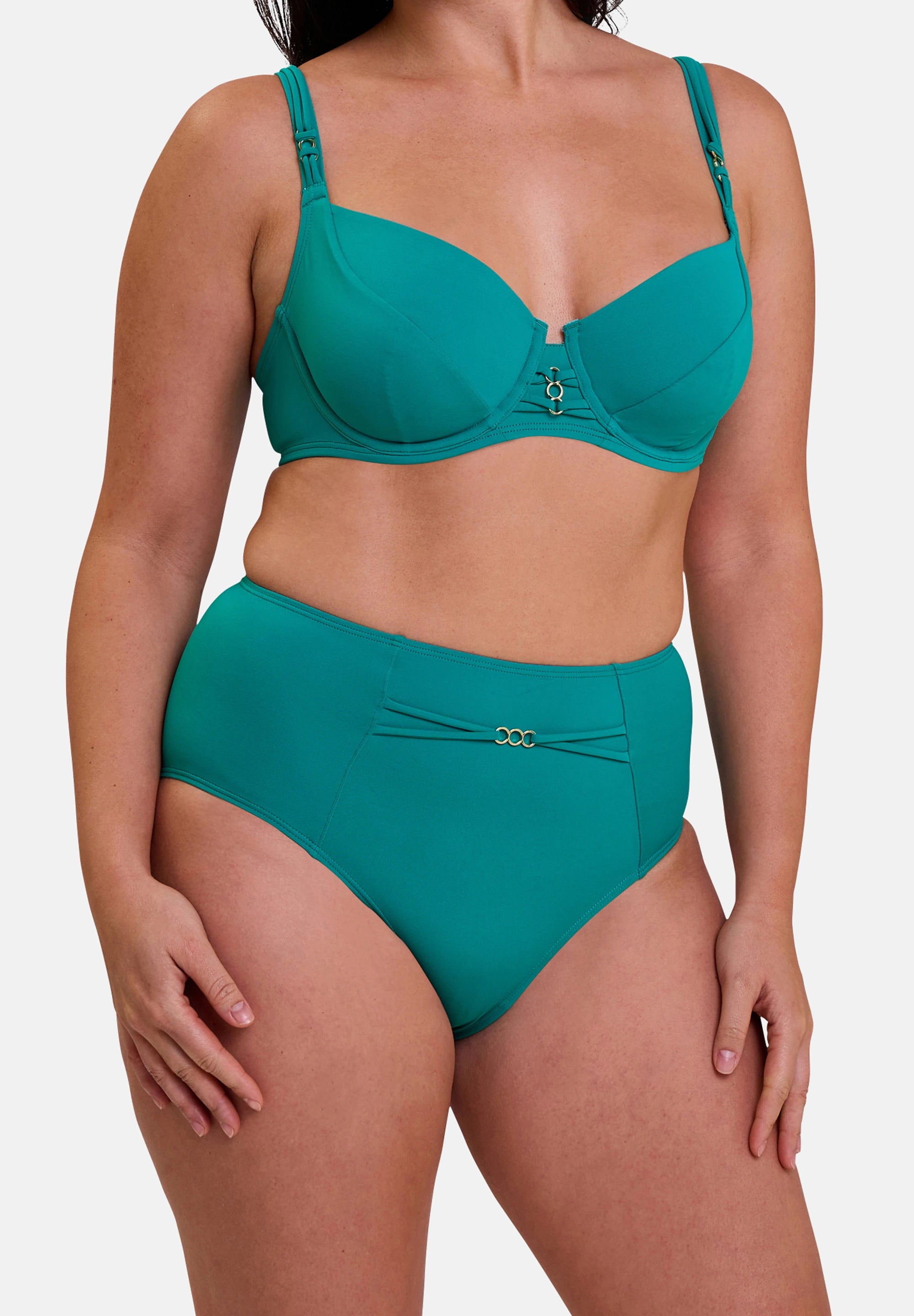 Culotte haute de bain Moorea Bleu Gazon – vue de face