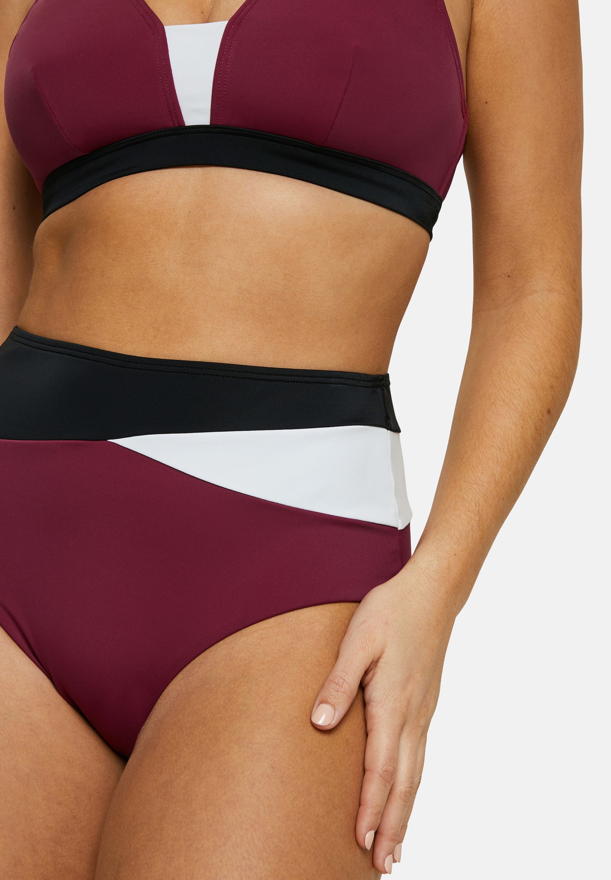 Hoge taille bikinislip Beyond the Beach Colorblock Pruim