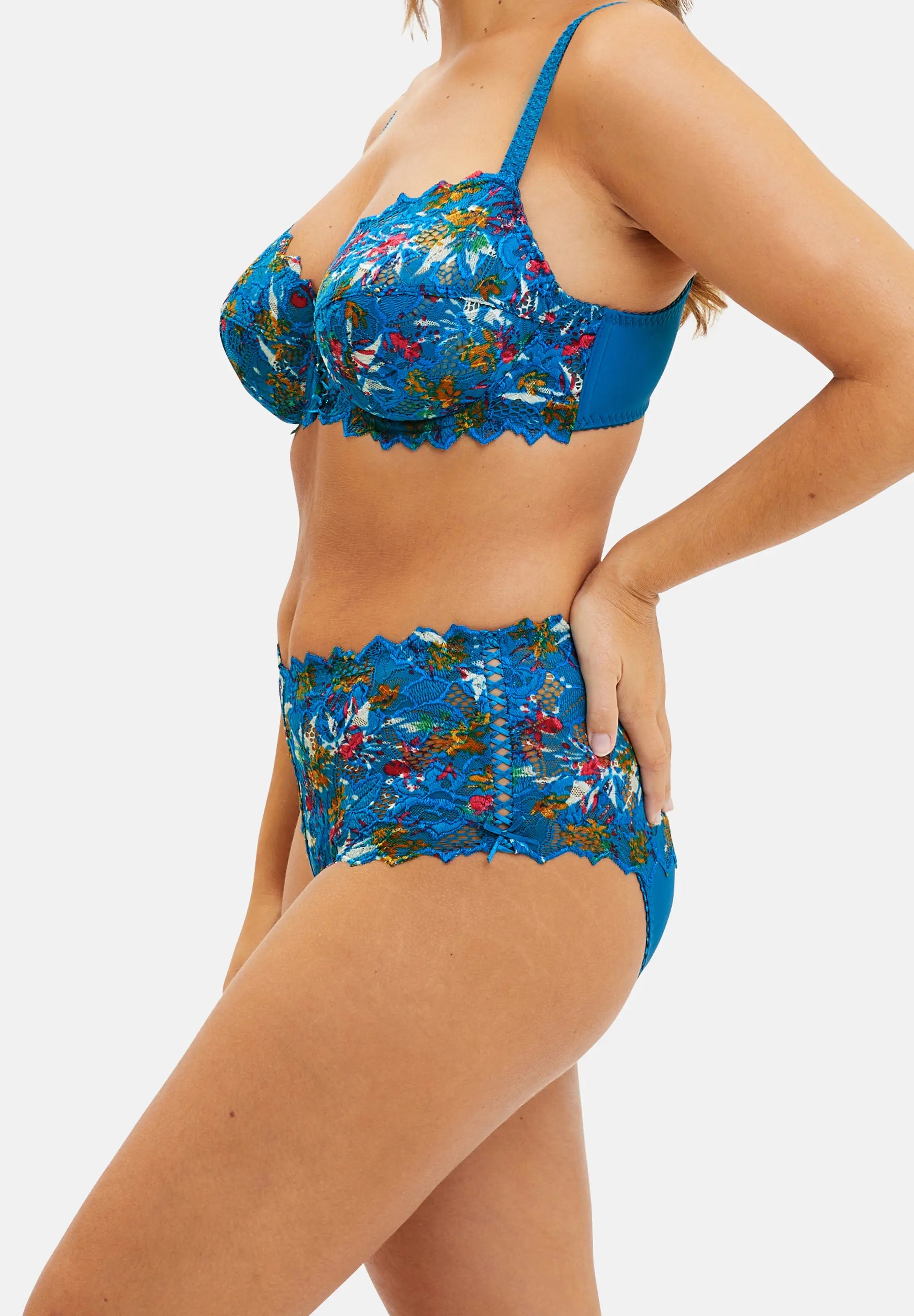 Midi slip Arum Mosaïc Bloemenprint Blauw Mykonos