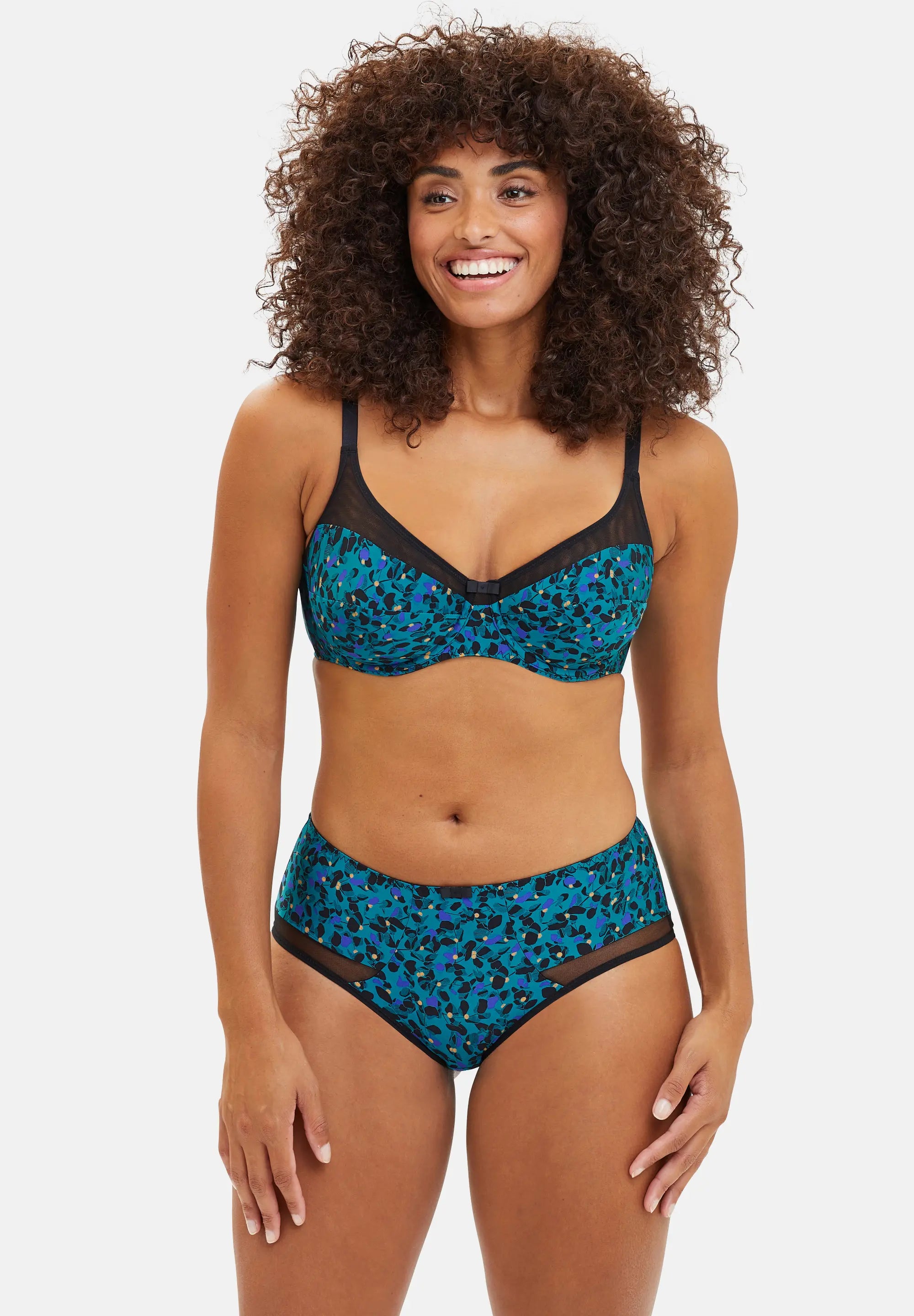 Full Cup Bra Complice Floral Print Emerald Blue