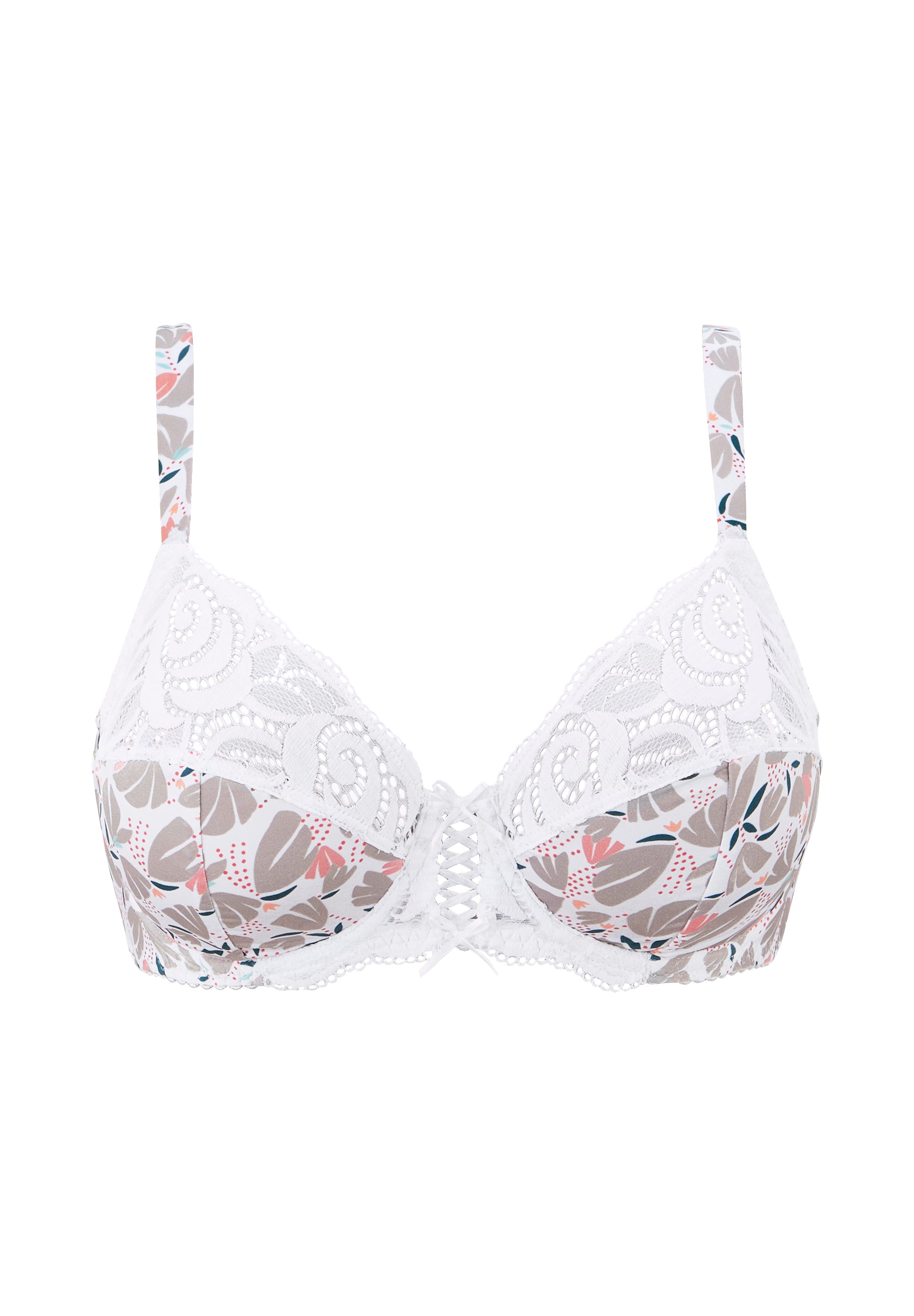 Bügel-BH Amélie Print, Tulpenmuster, Taupe