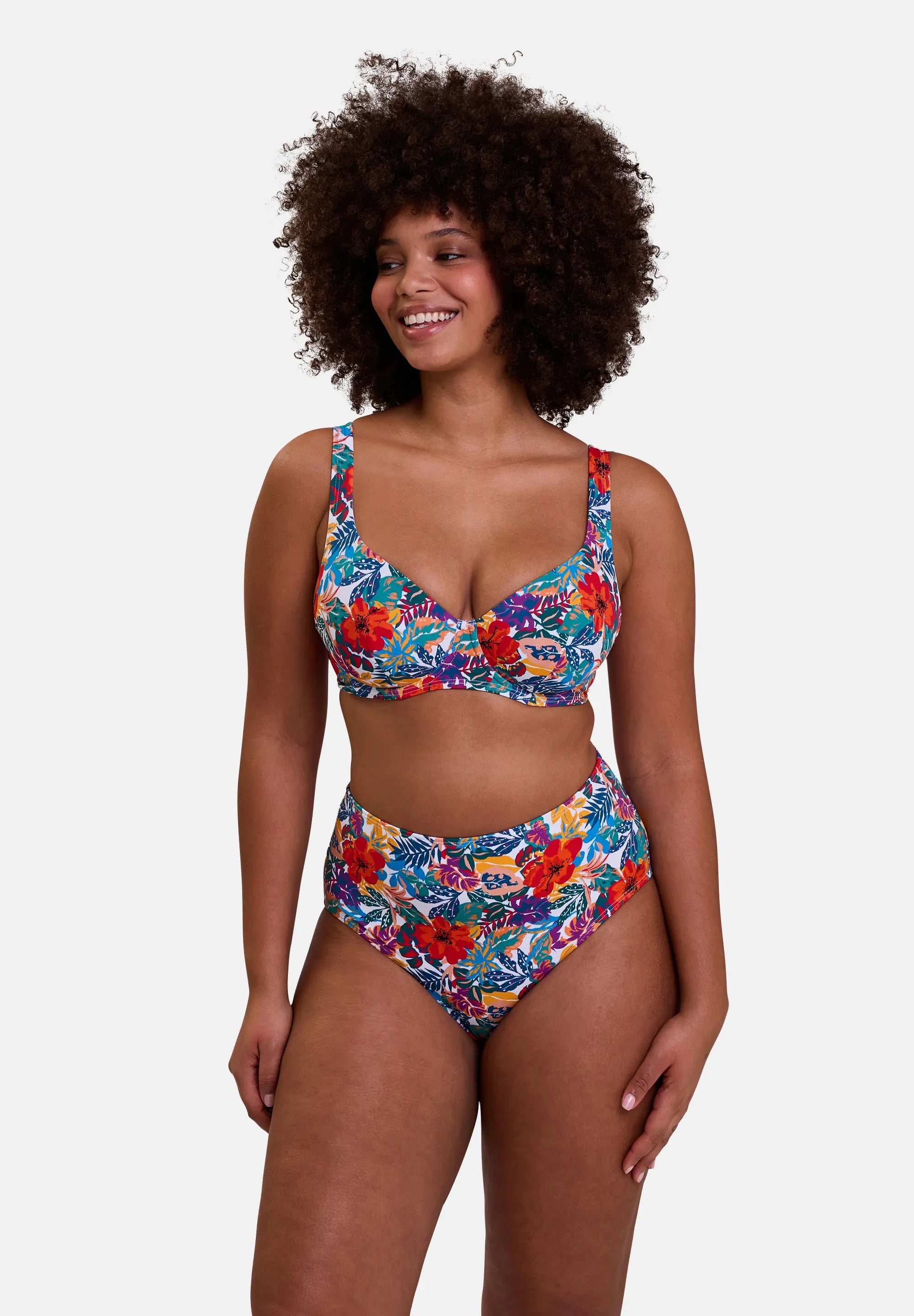 Haut de maillot de bain plongeant Curaçao Imprimé Tropical Multicolore