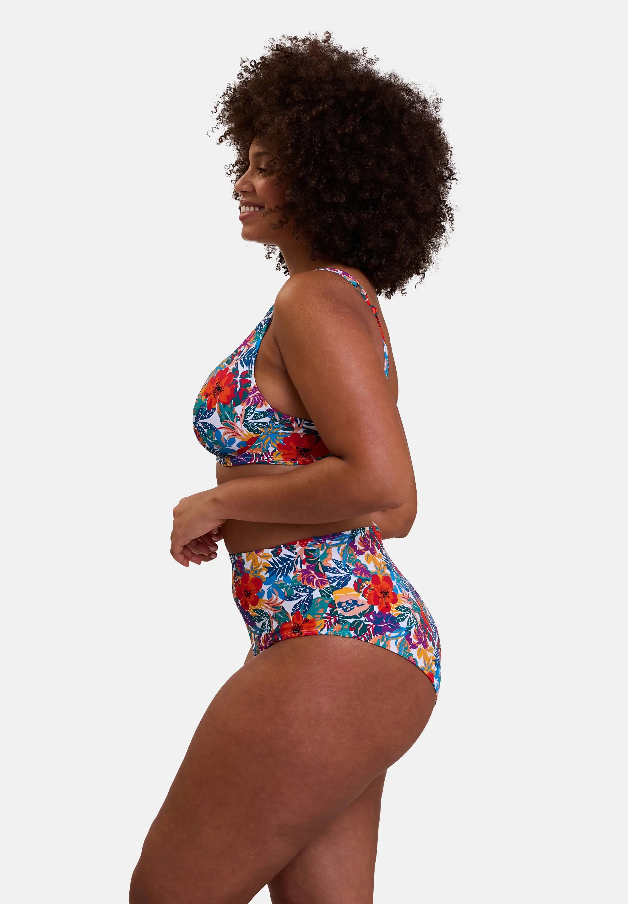 Haut de maillot de bain plongeant Curaçao Imprimé Tropical Multicolore
