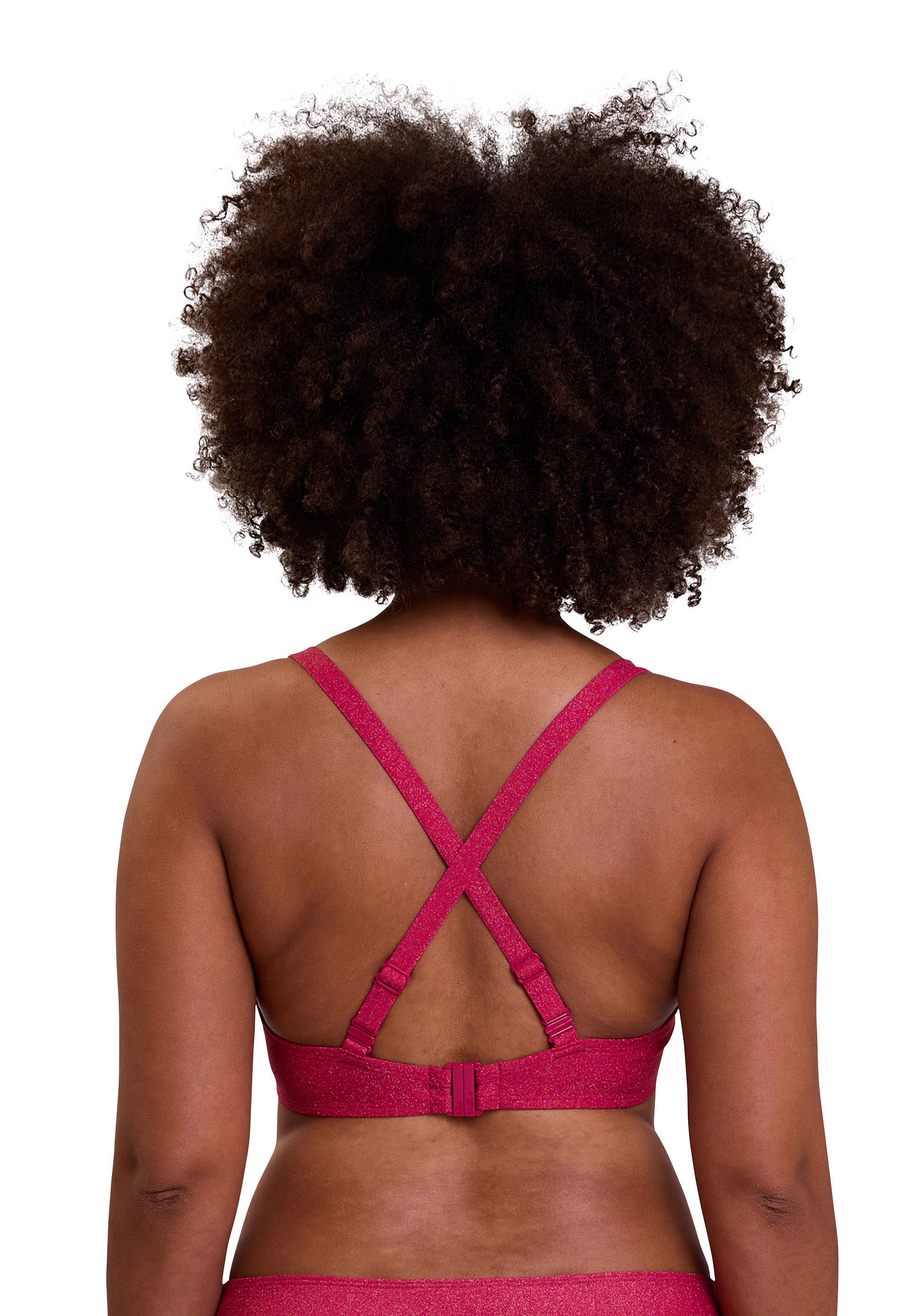 Haut de maillot de bain cerise avec bretelles croisées - vu de dos