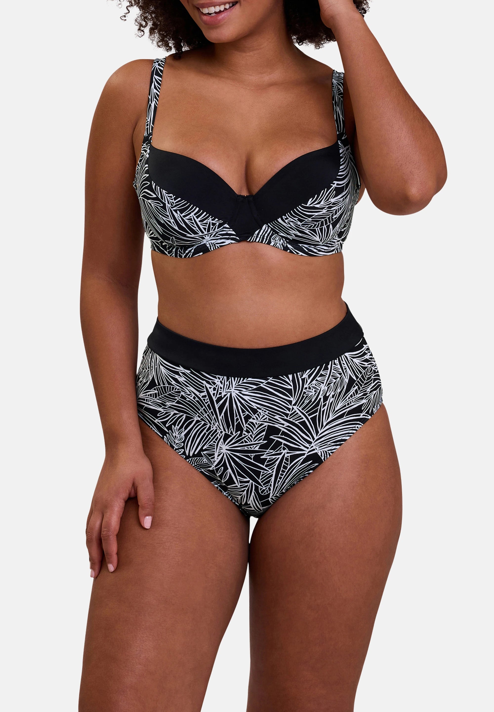 Seychelles underwired swimsuit top - Graphic Palm Print – front view