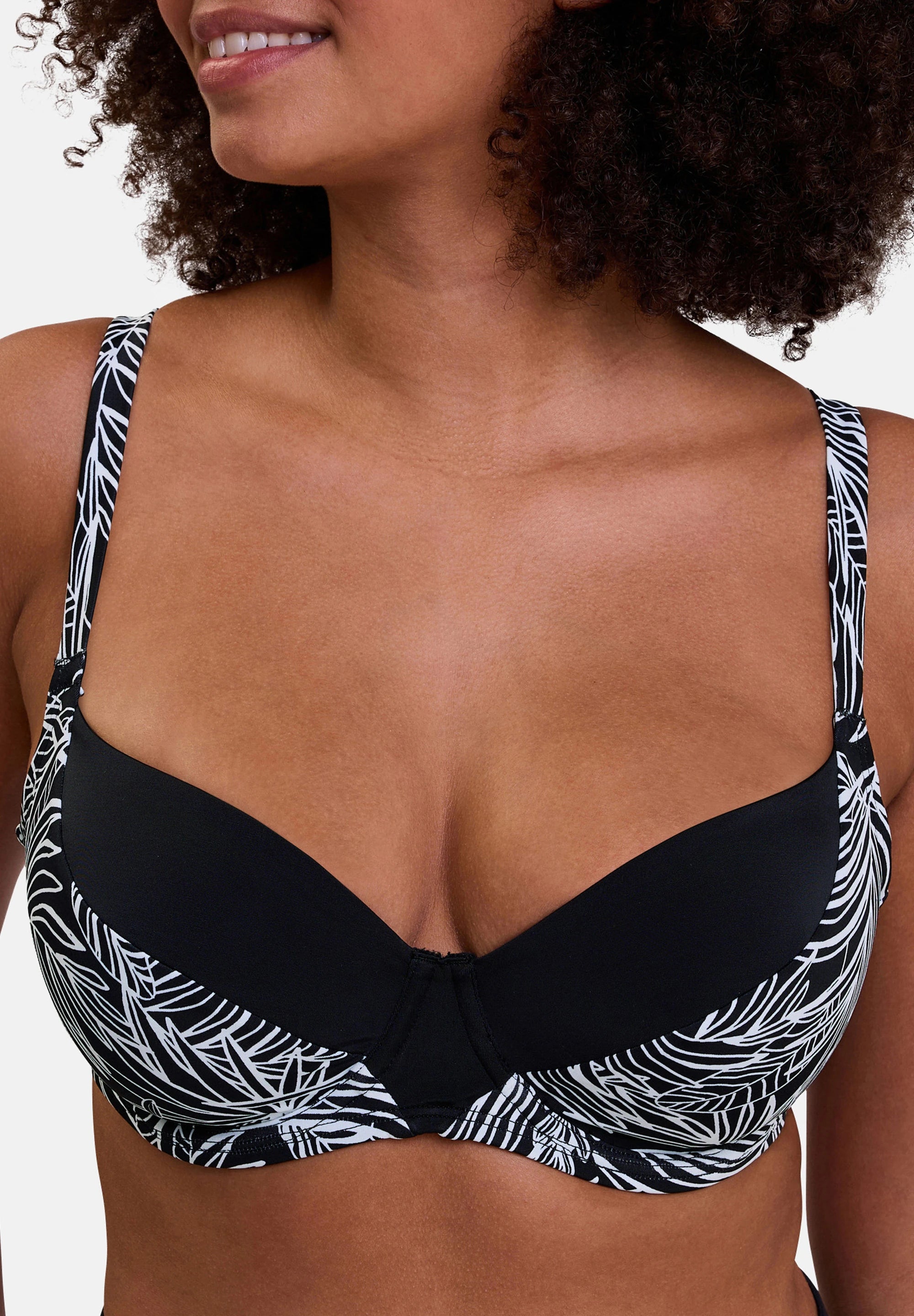 Haut de maillot de bain avec armatures Seychelles Imprimé Palmier Graphique – zoom matière