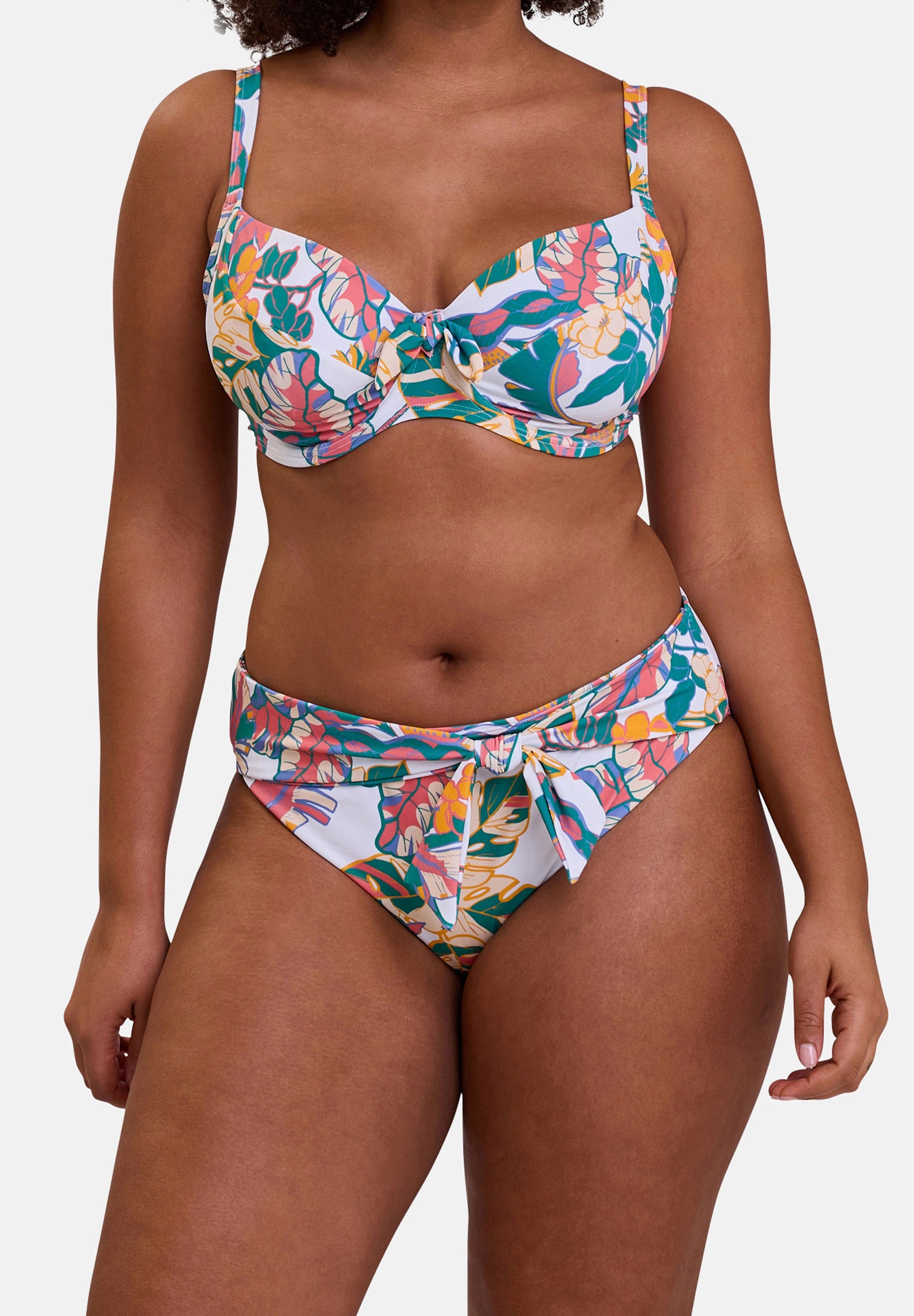 Haut de maillot de bain avec armatures Fidji Imprimé Exotique Blanc – vue de face