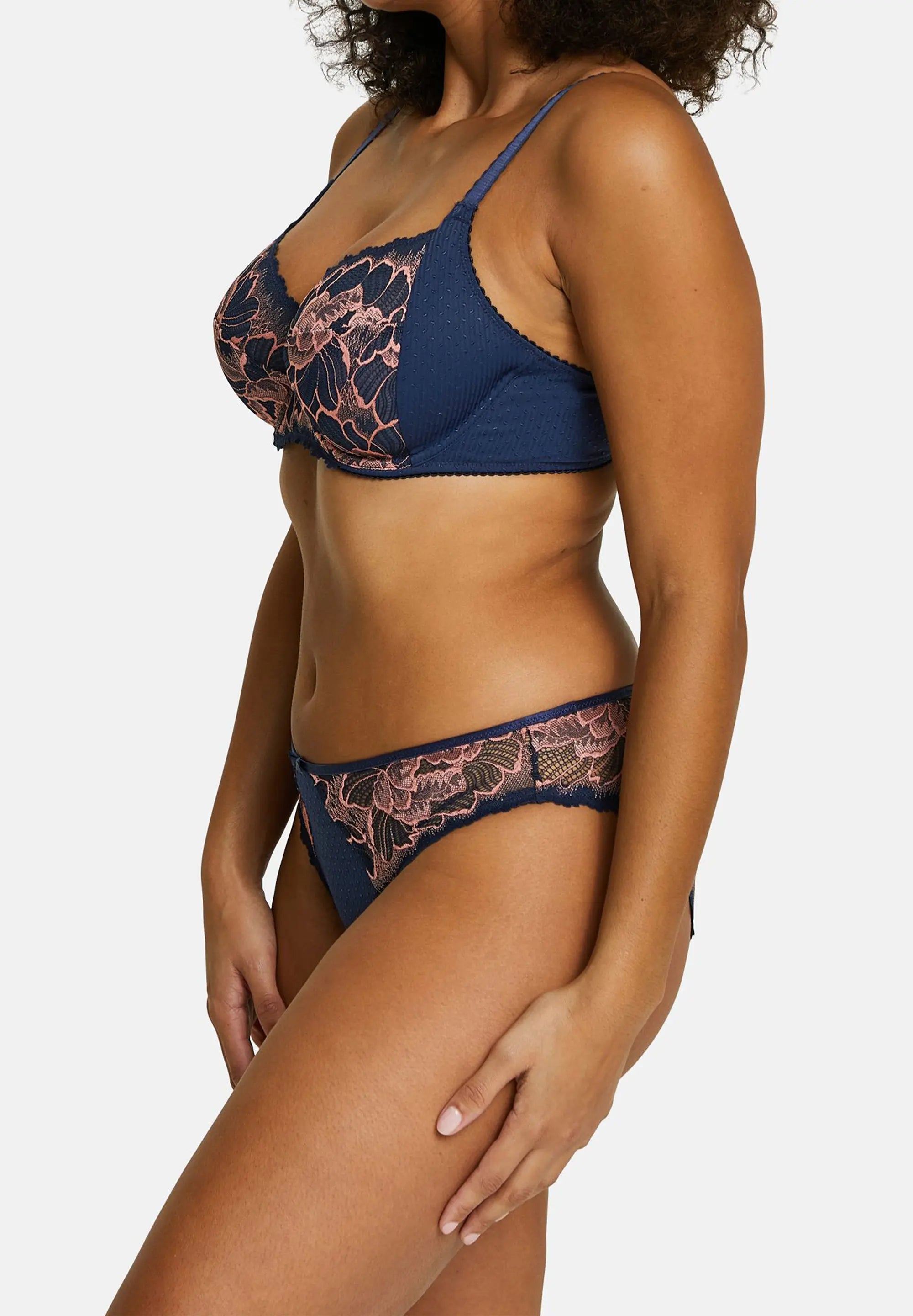 Full Cup Bra Capucine Navy Blue & Pink