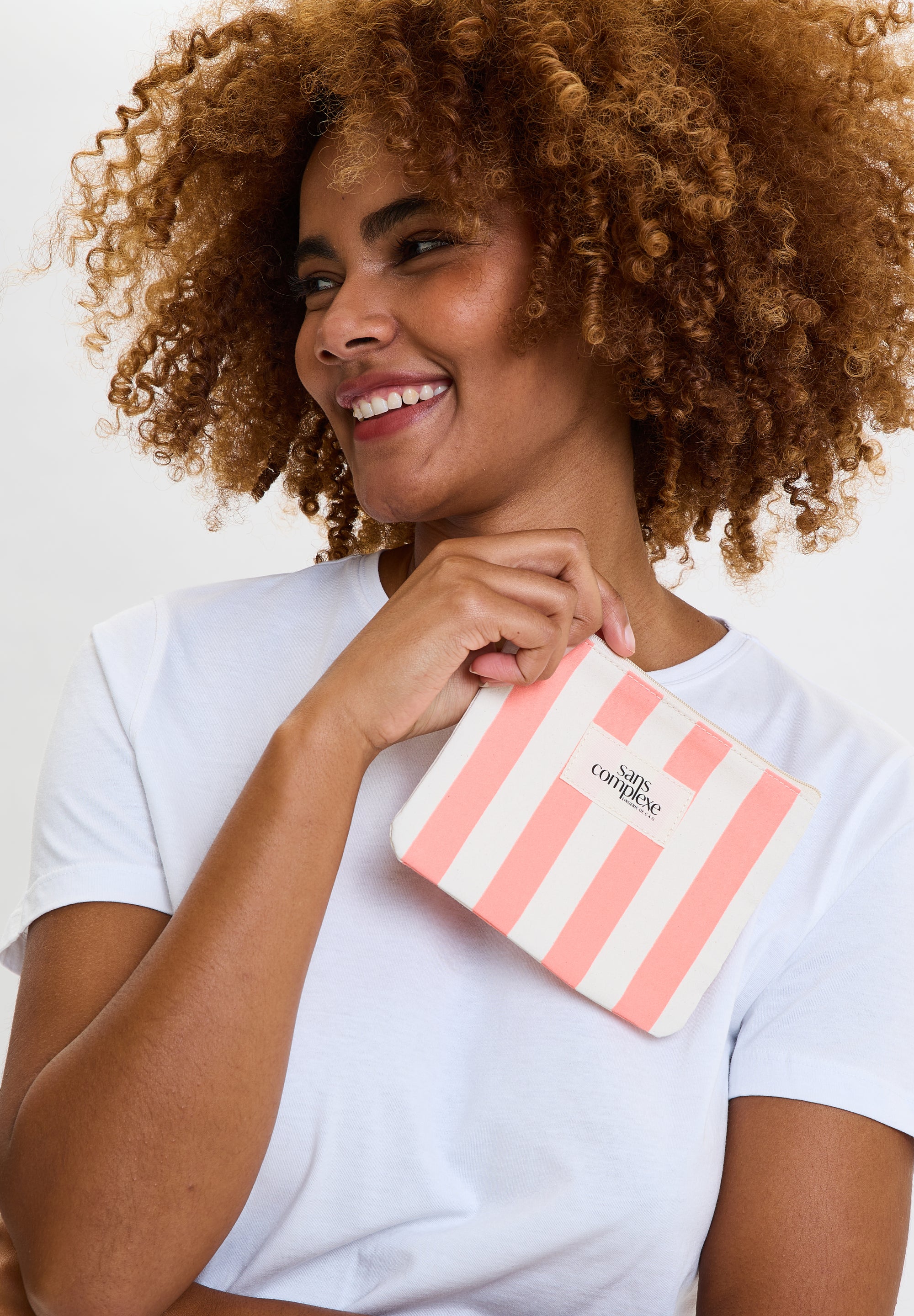 Trousse Rayée Rose et Blanc