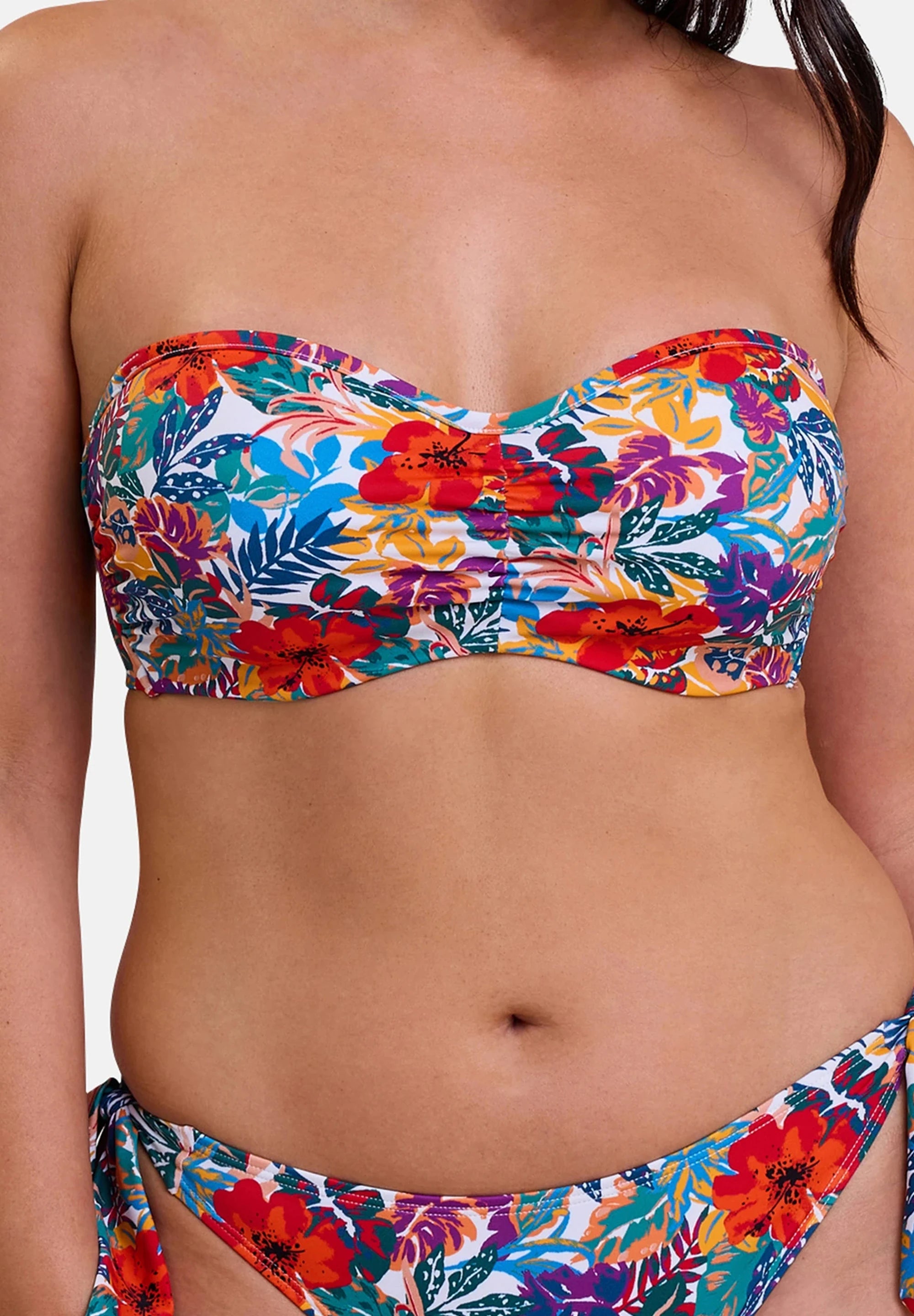 Haut de maillot de bain bandeau Curaçao Imprimé Tropical Multicolore