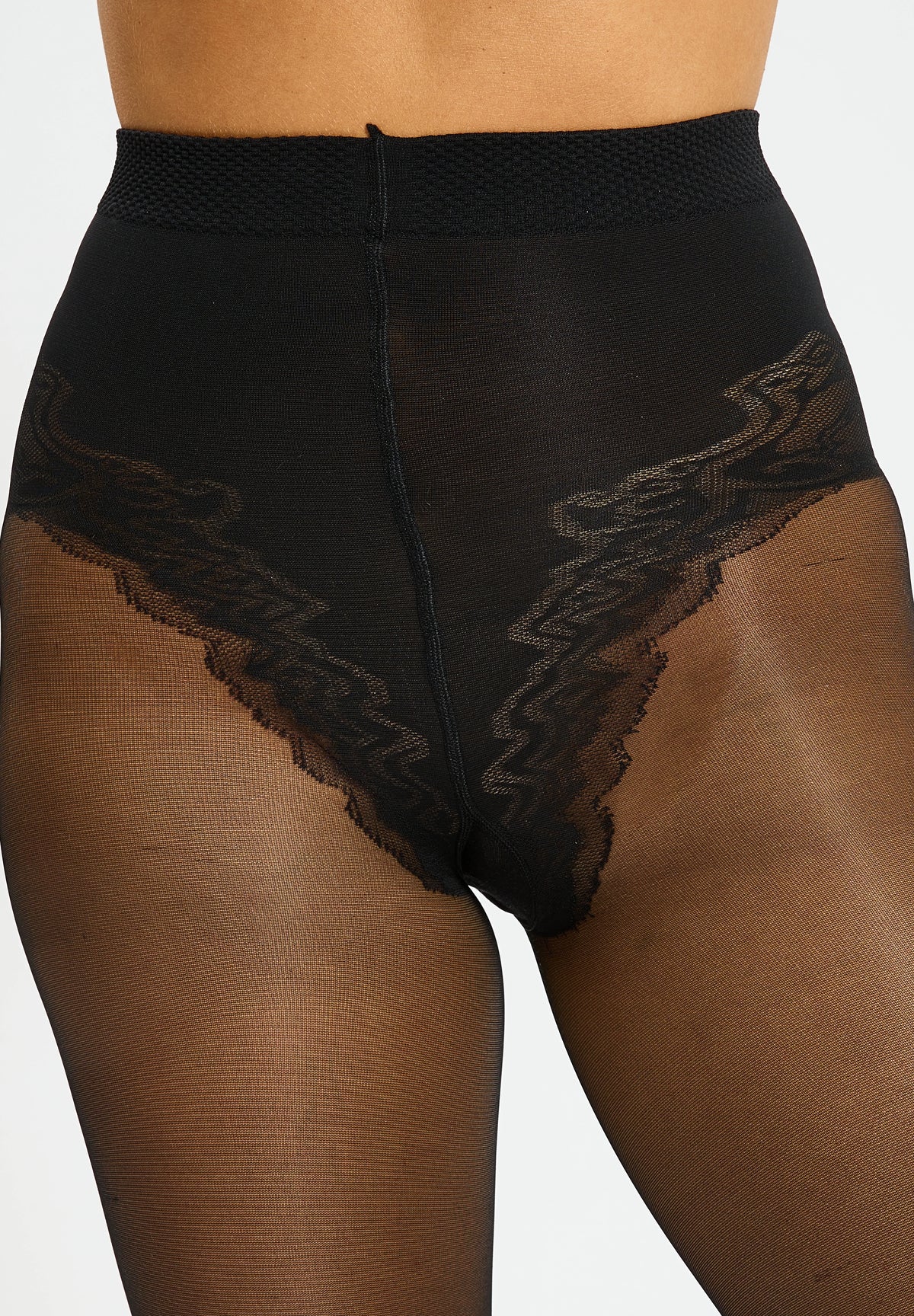 Collant noir transparent effet dentelle