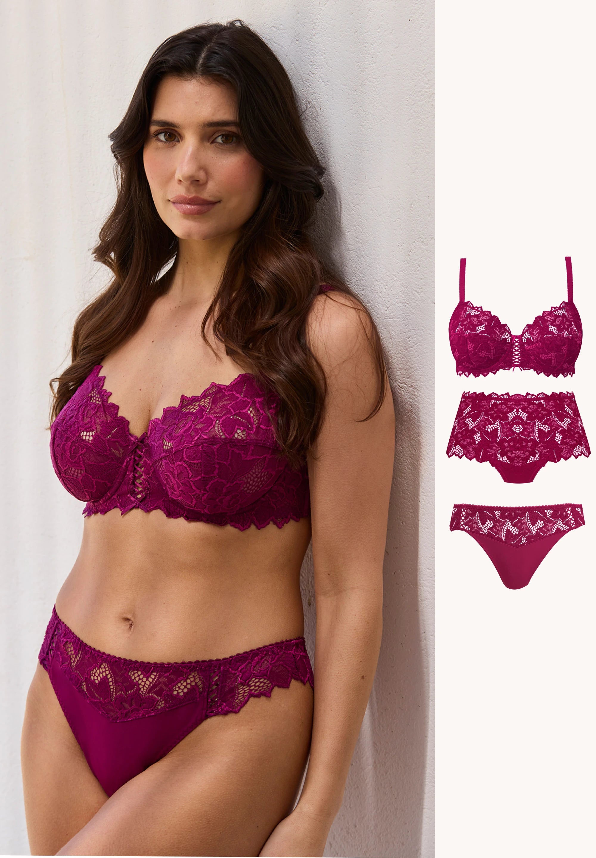Arum Magenta-set met slipje en tanga