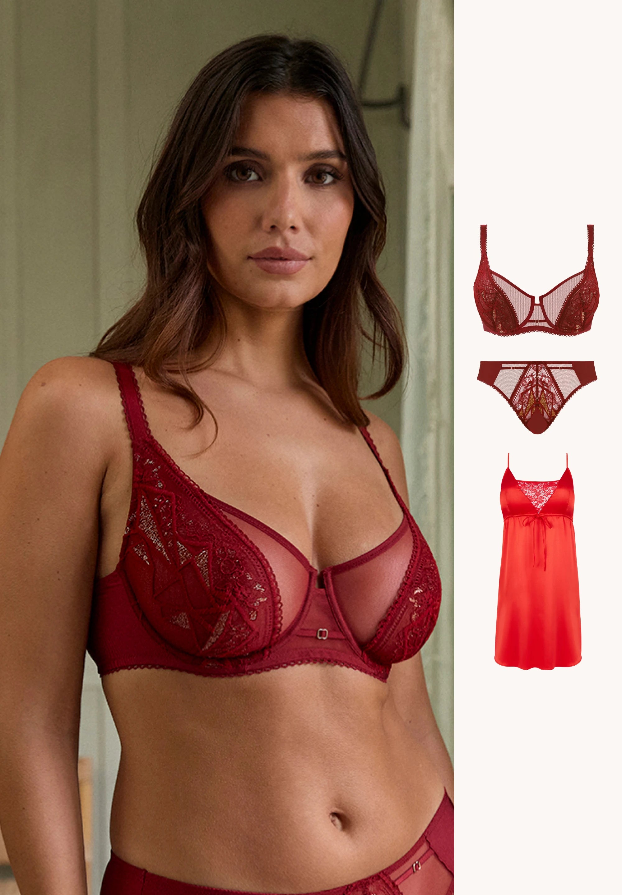 Ensemble Désiré rouge avec nuisette