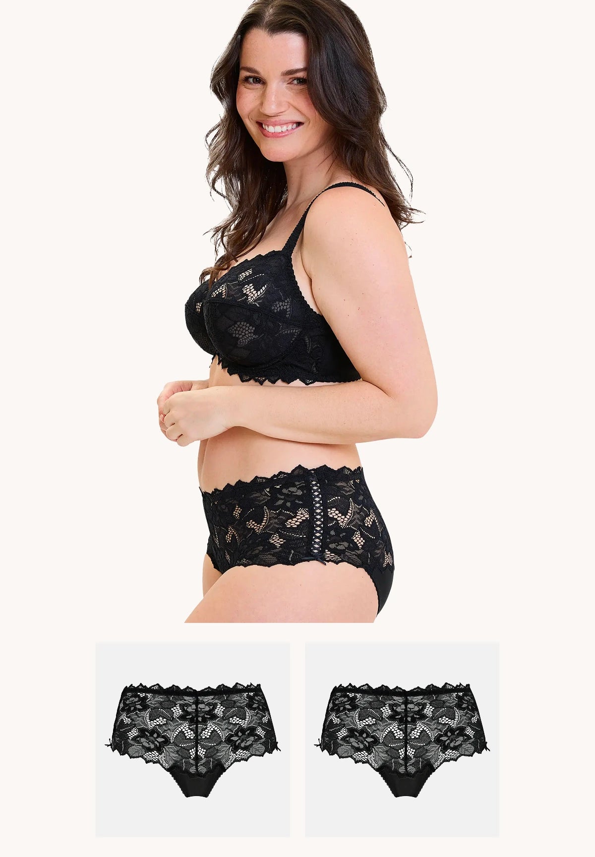 Set van 2 hoge taille slips Arum Zwart