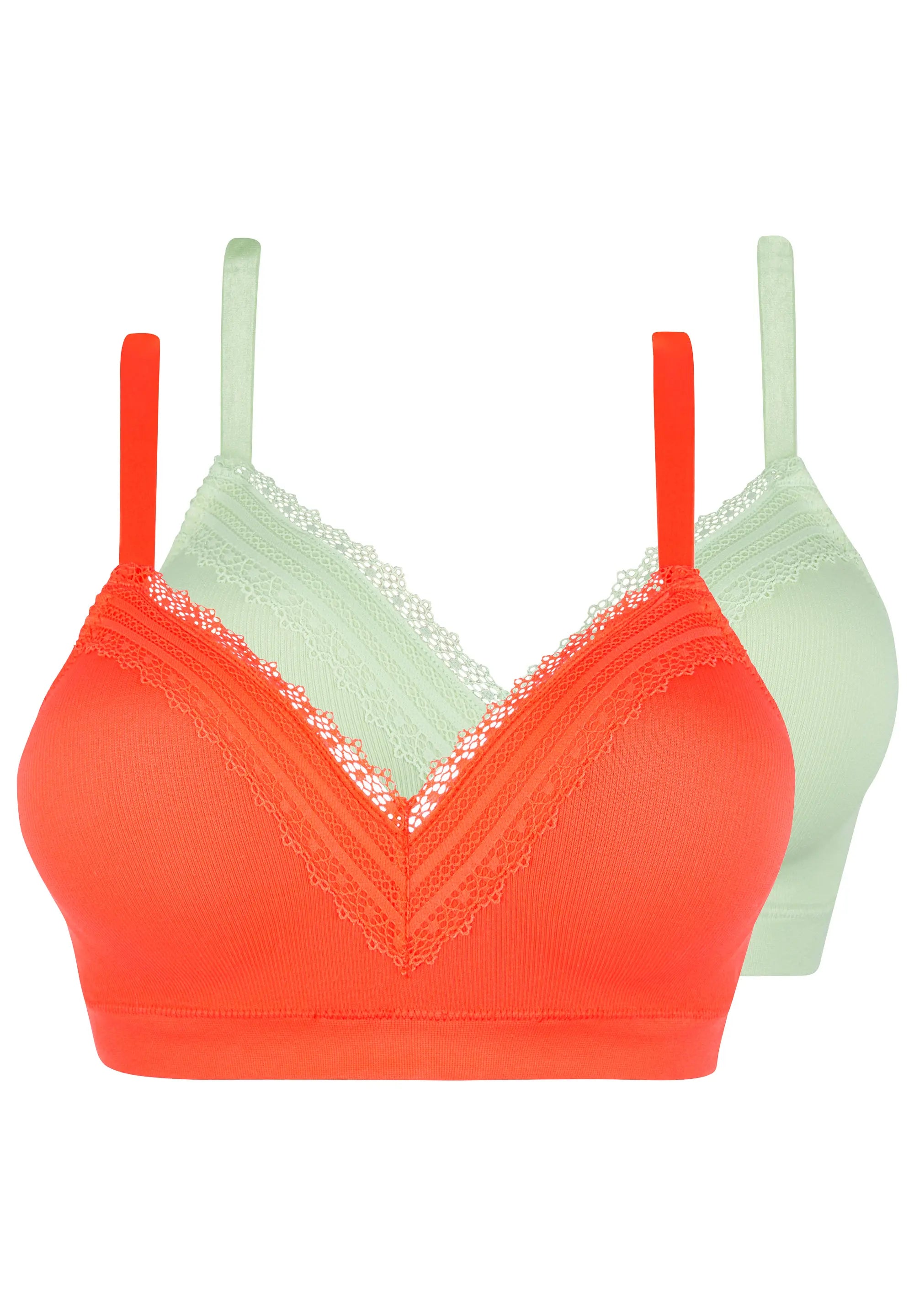 Lot de 2 brassières Agathe Orange Corail et Vert Tendre