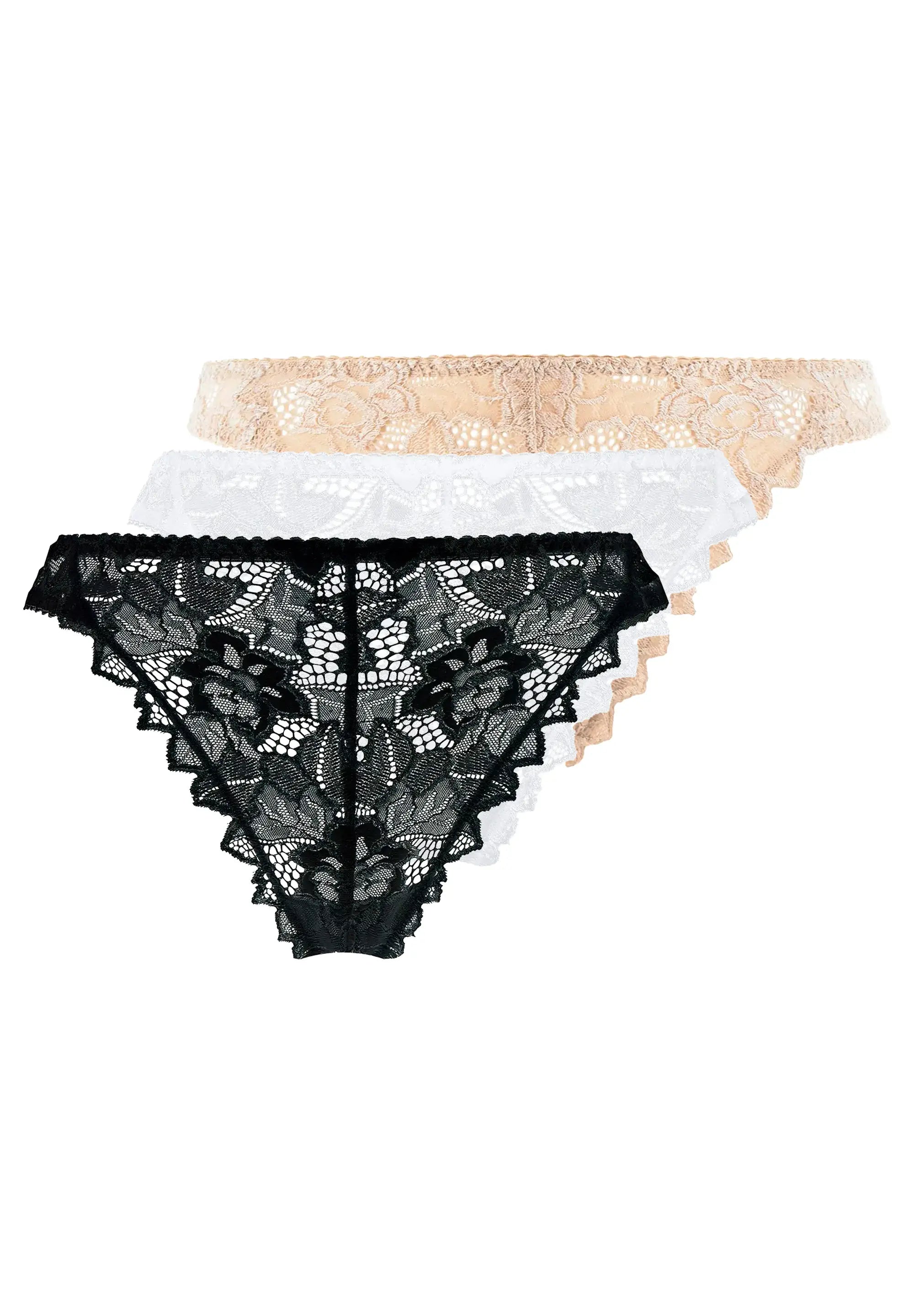 Lot de 3 strings Arum Noir, Blanc et Skin