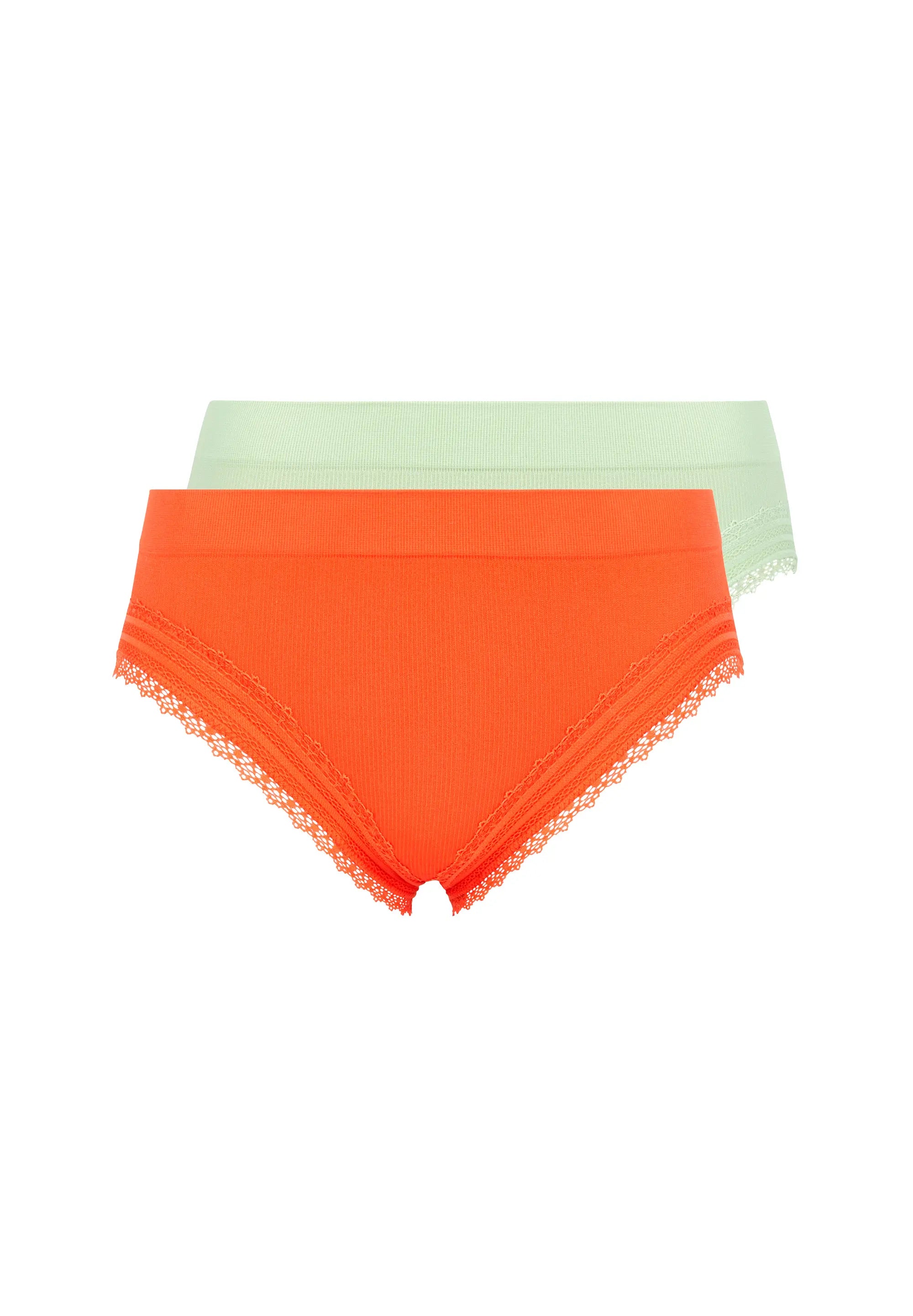 Lot de 2 slips Agathe Orange Corail et Vert Tendre