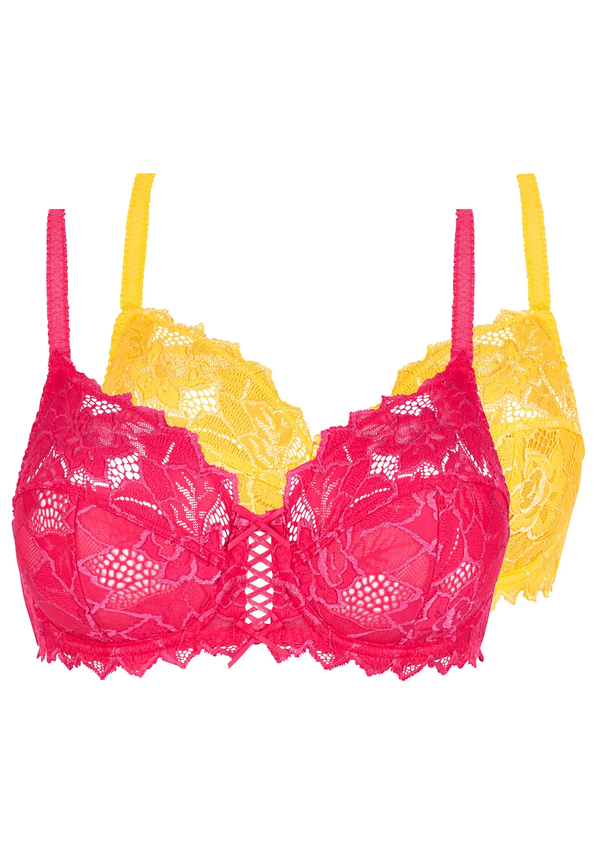 Lot de 2 soutiens-gorge Duo Arum Rose Fluo et Jaune Citron
