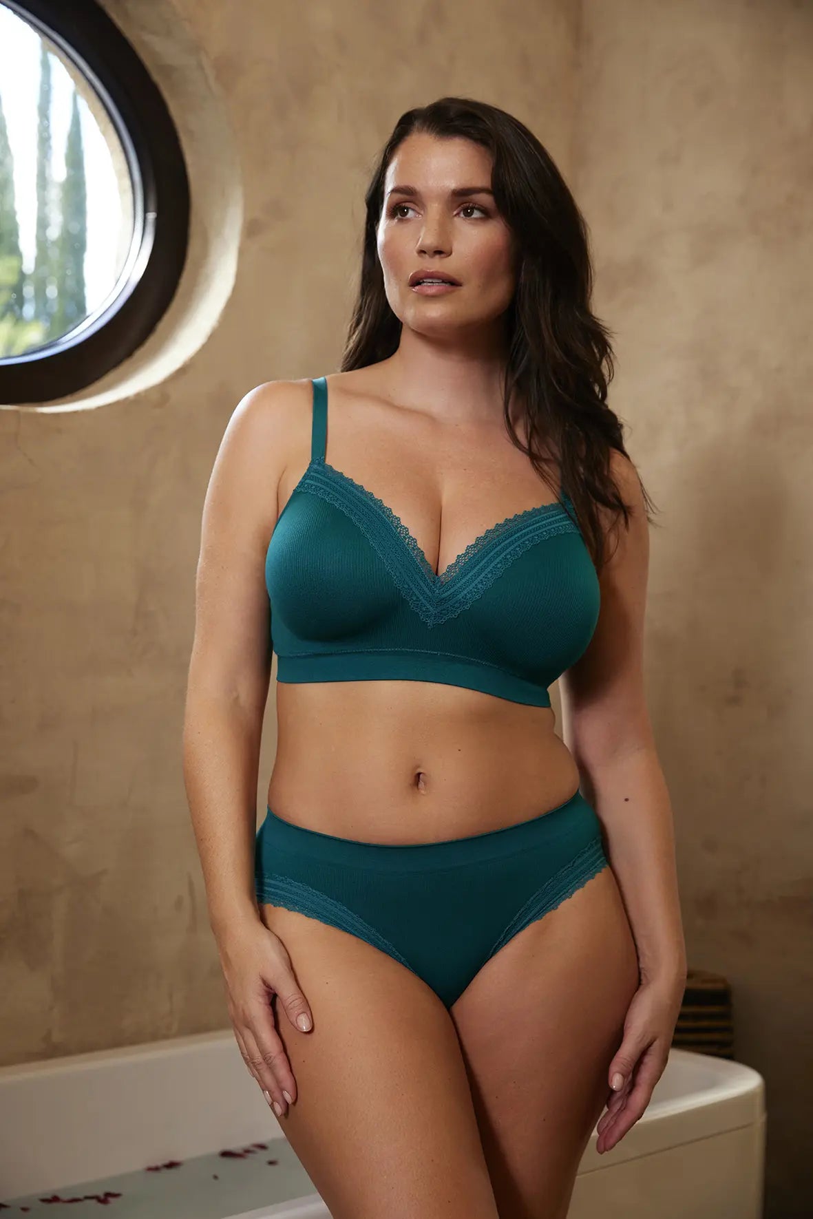 Set van 2 bralettes Agathe in Smaragdgroen en Noordelijk Roze