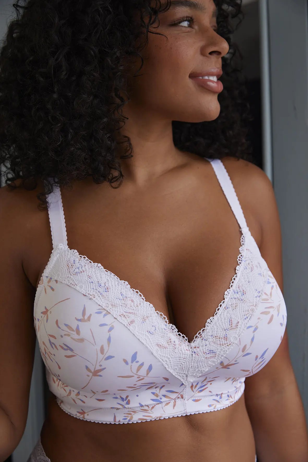 Brassière sans armatures Coline Imprimé Feuilles Claires