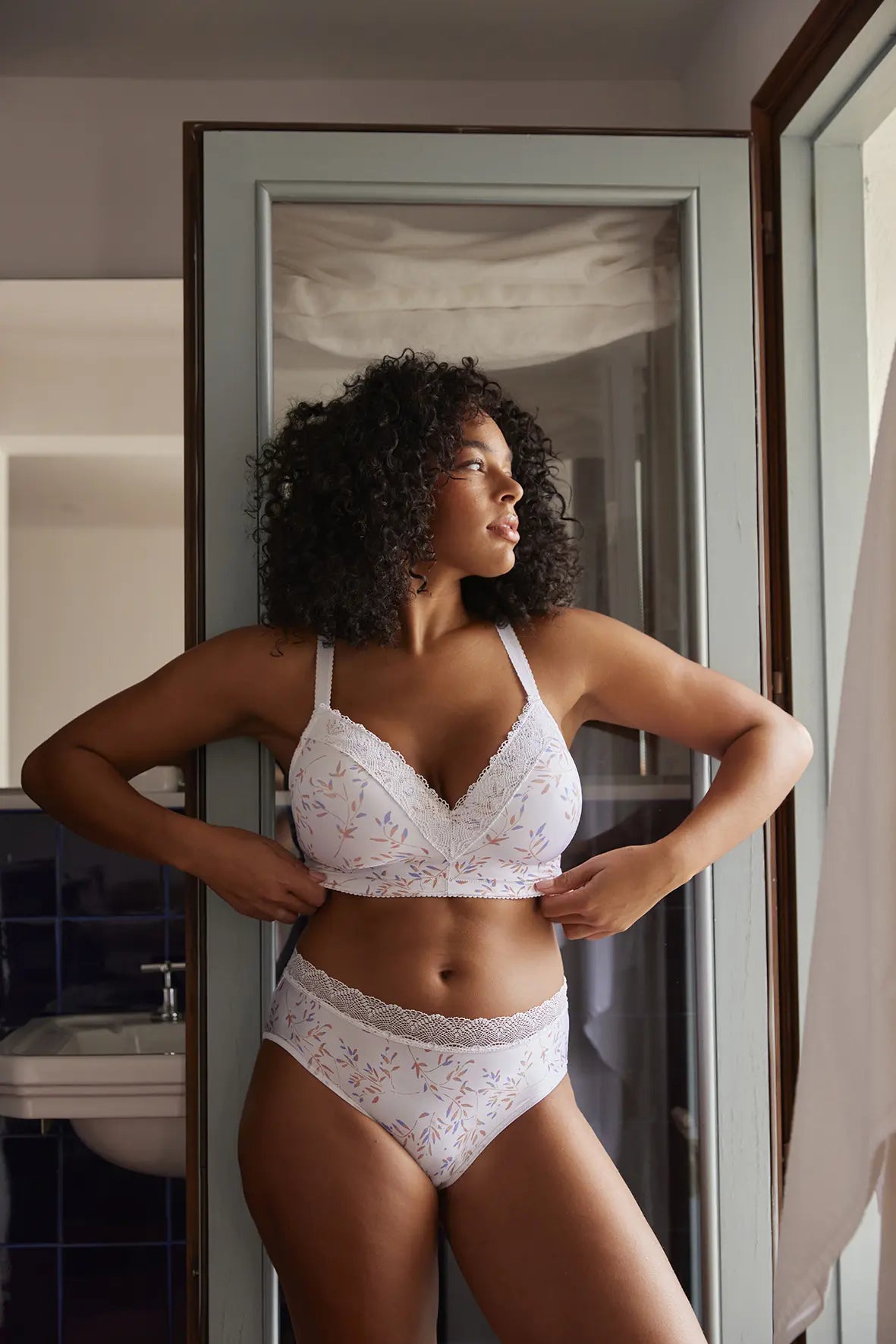 Bralette zonder beugels Coline Bladprint Lichte achtergrond
