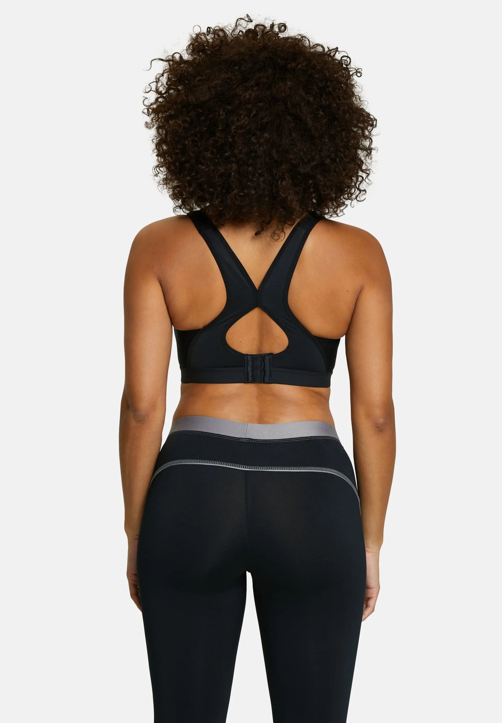 Brassière de sport pour femme - couleur noire et turquoise - de dos