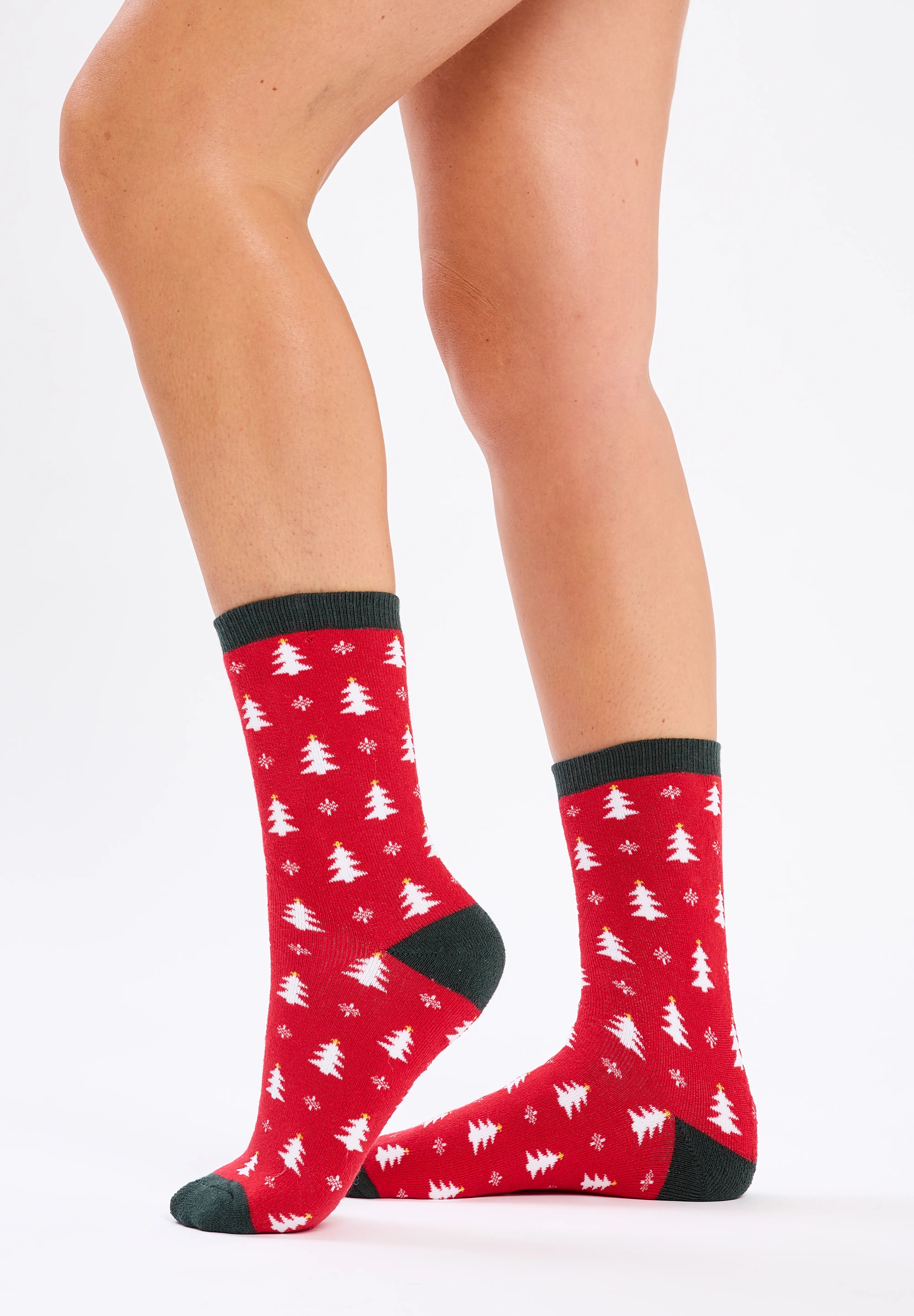 Calcetines de Navidad cálidos y suaves Rojo Estampado