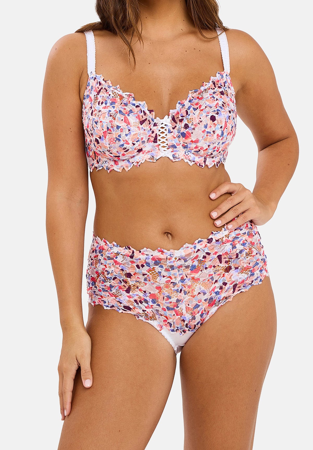 Midi slip Arum Mosaïc met veelkleurige mineralenprint – achteraanzicht