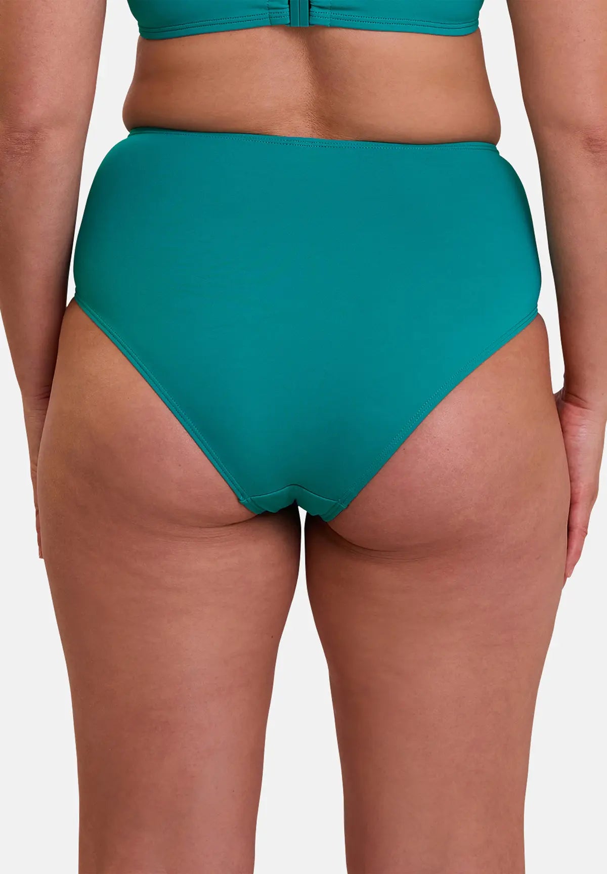 Culotte de bain taille haute pour femme - bleu gazon - vu de dos