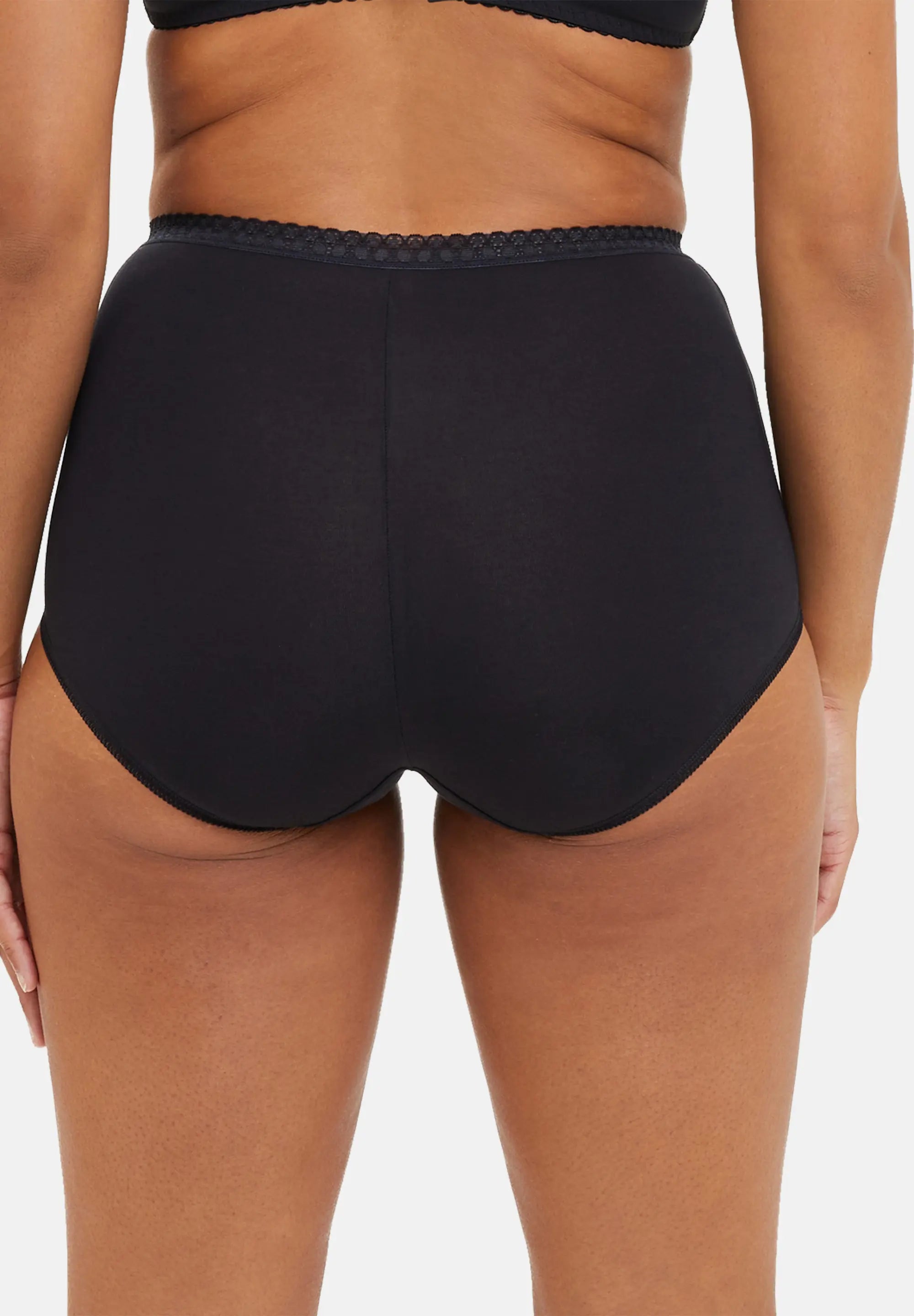 Culotte noire taille haute en coton - pour femme - de dos