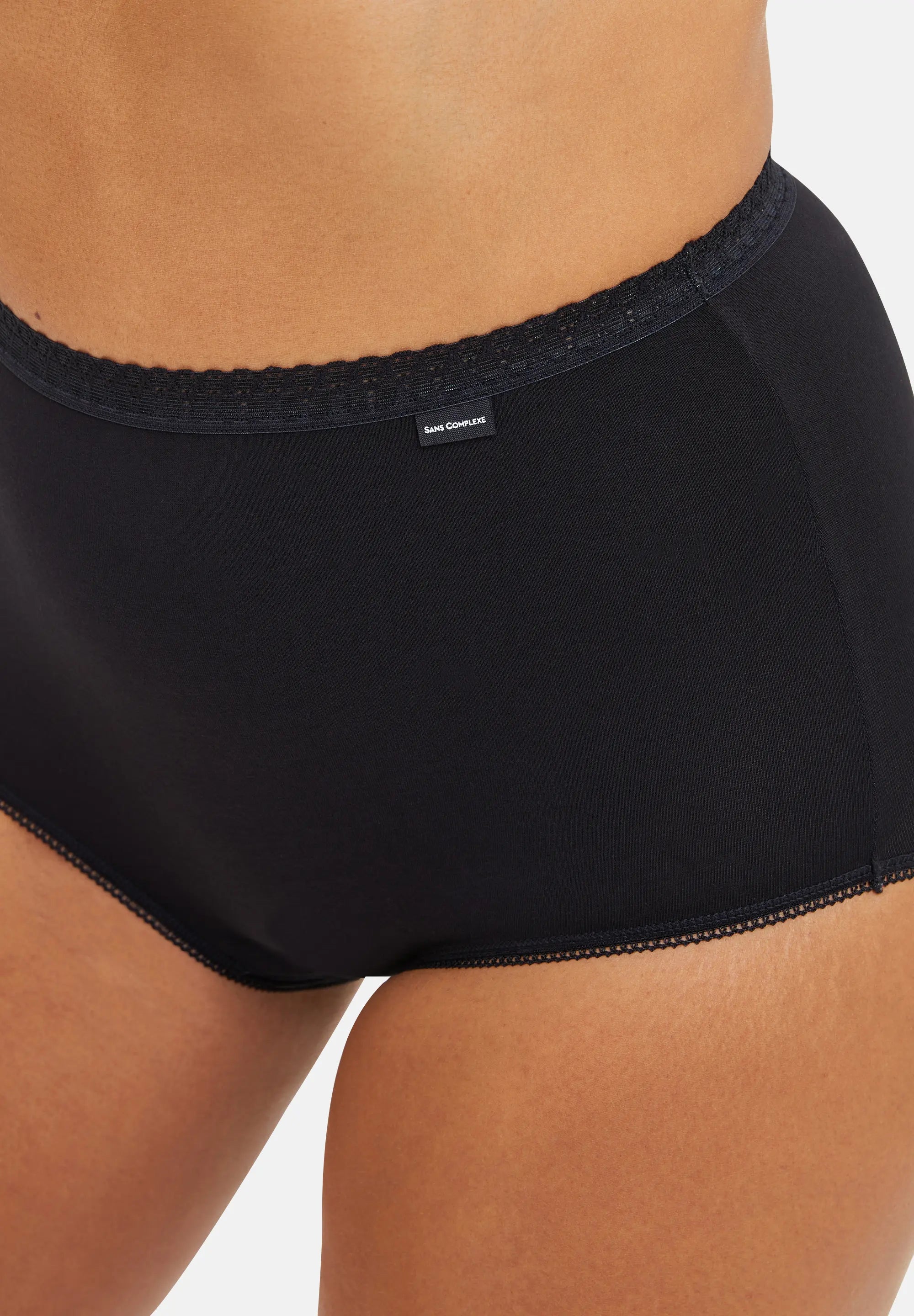 Zoom Culotte noire taille haute en coton - pour femme