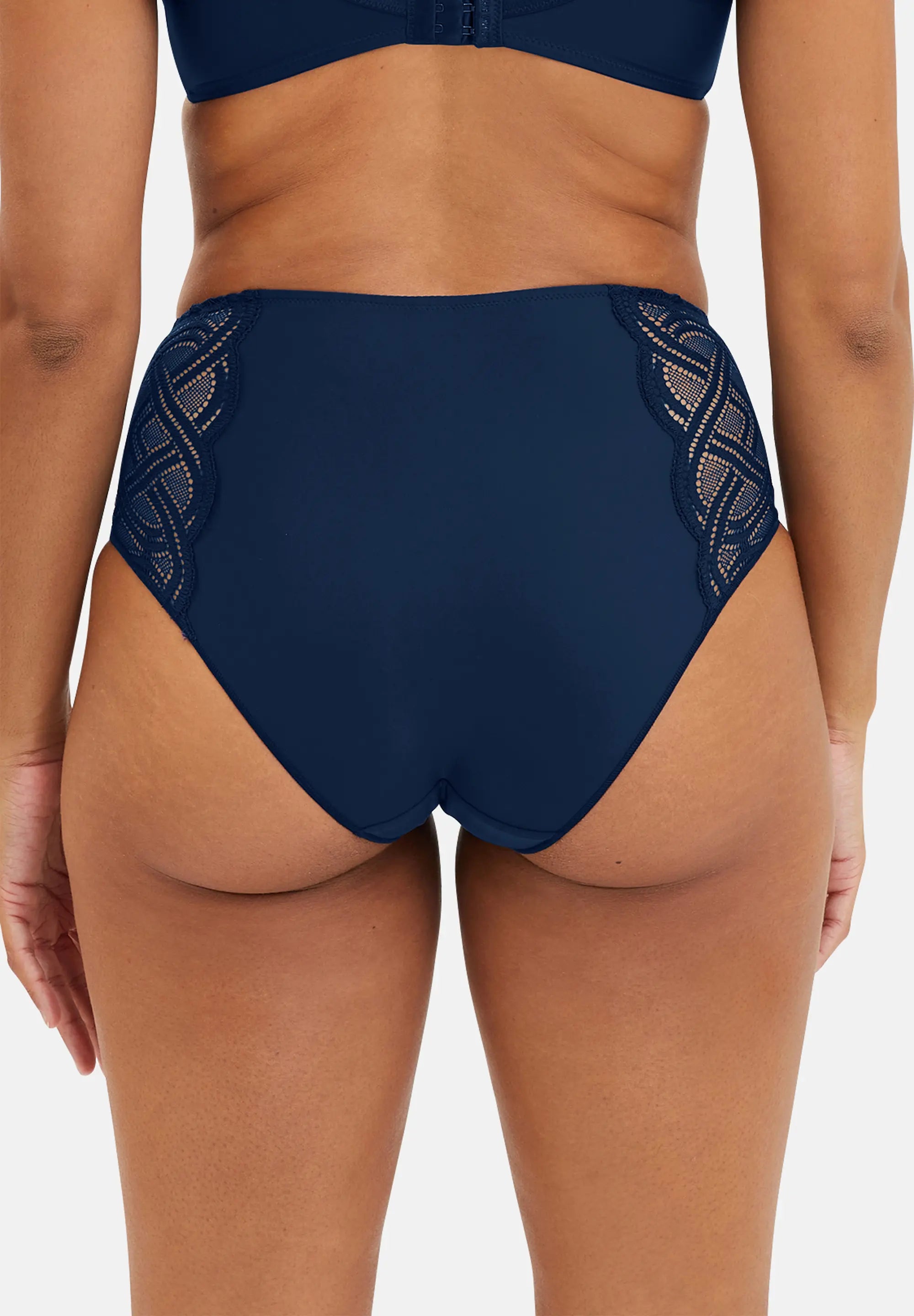 Culotte taille haute pour femme - bleu marine - de dos
