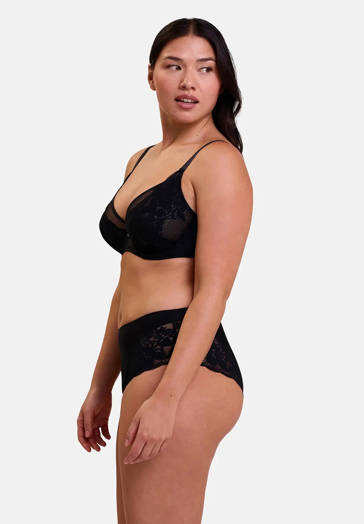 Midi slip Romantiek Zwart