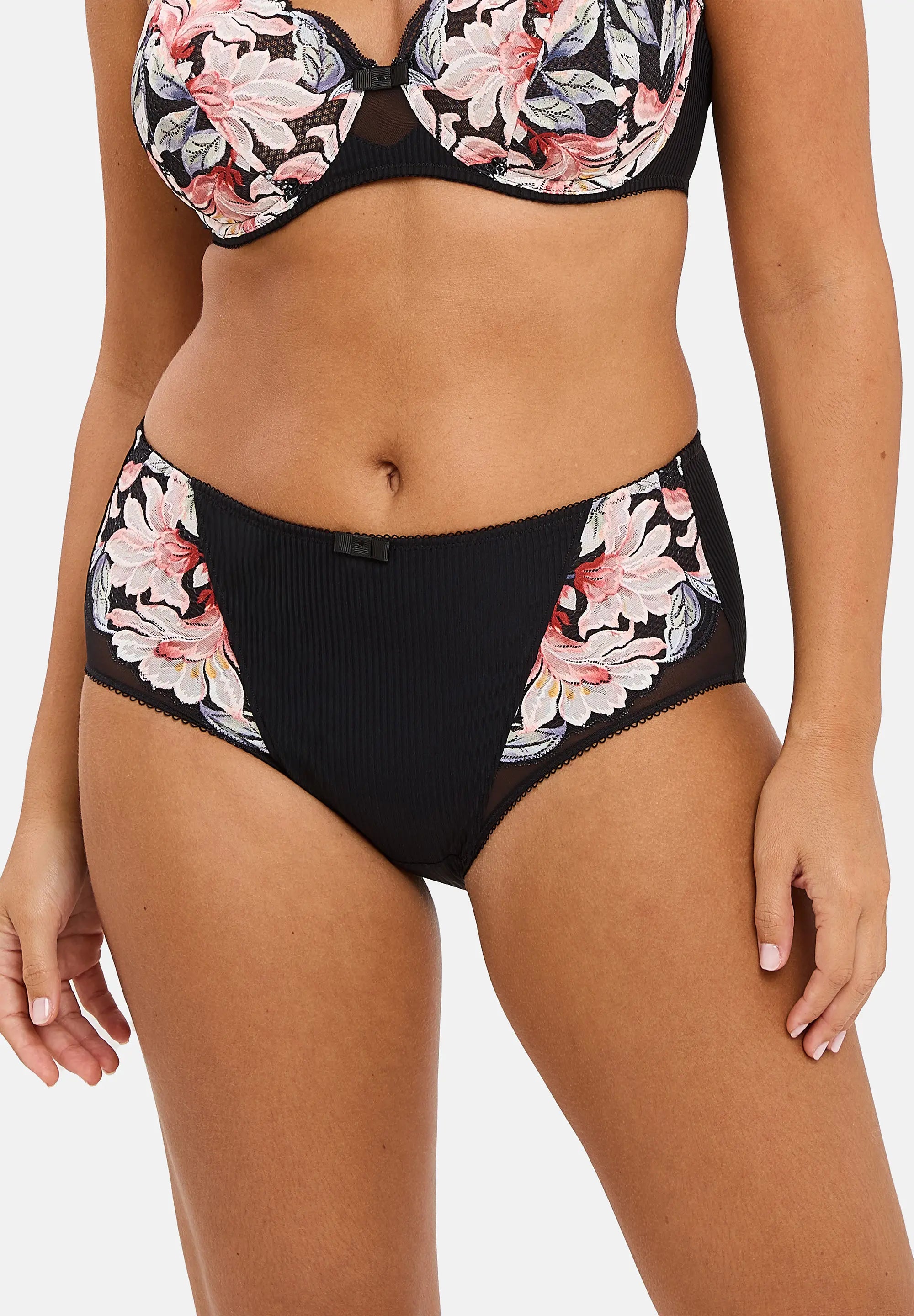 Taillenslip Rosa Fantaisie Aquarell Blume Schwarz