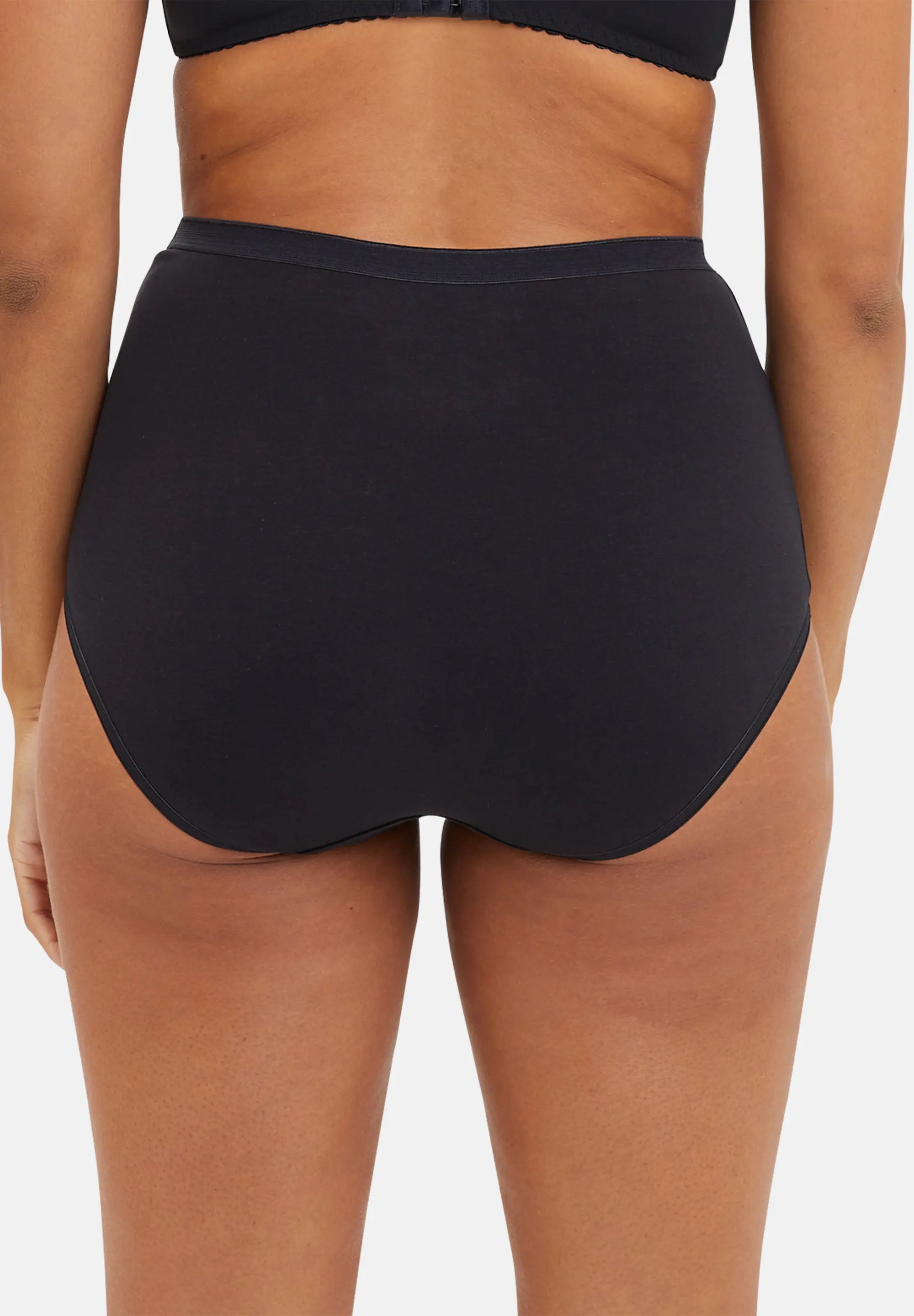 Culotte taille haute noire en coton - pour femme - de dos