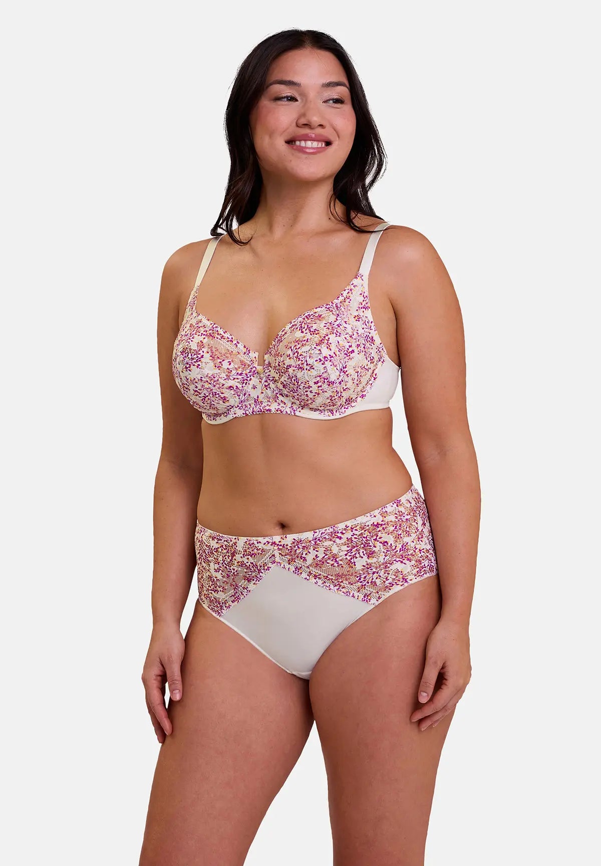 Medium Briefs Suzie Fantaisie Small Flowers Print Pink & Yellow