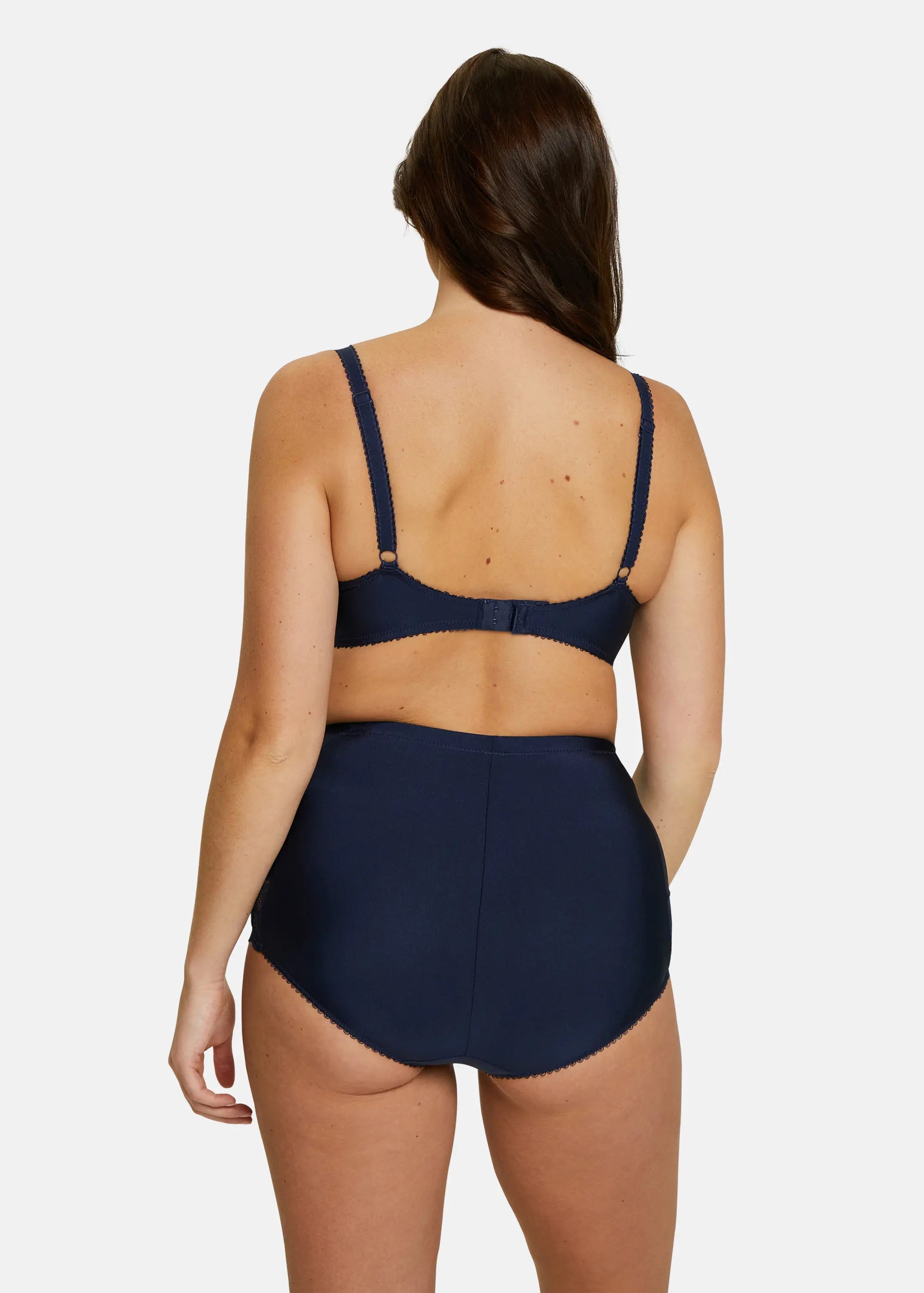 Culotte gainante taille haute - bleu marine - assorti à un soutien-gorge - de dos