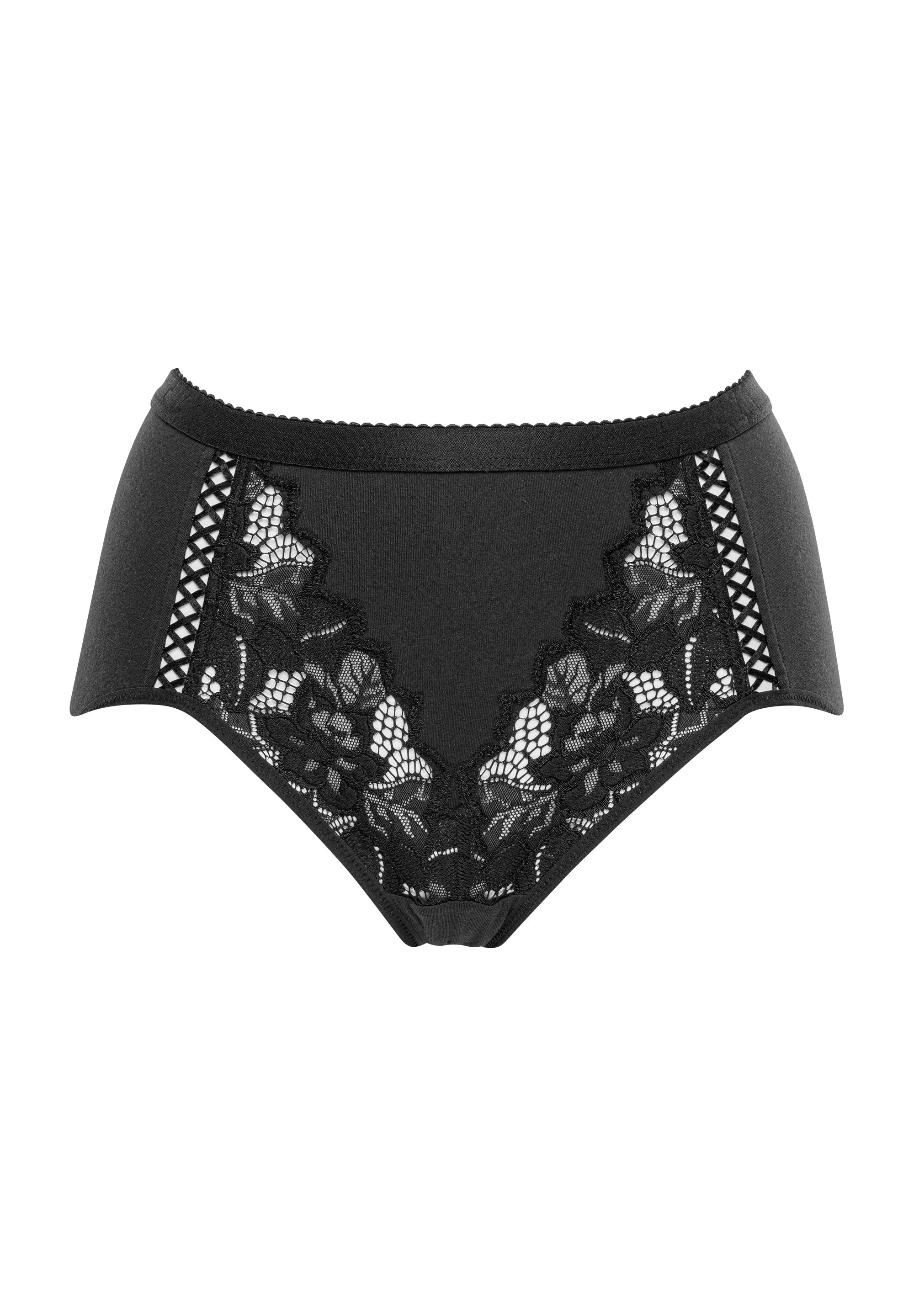 Packshot culotte taille haute noir en coton - pour femme