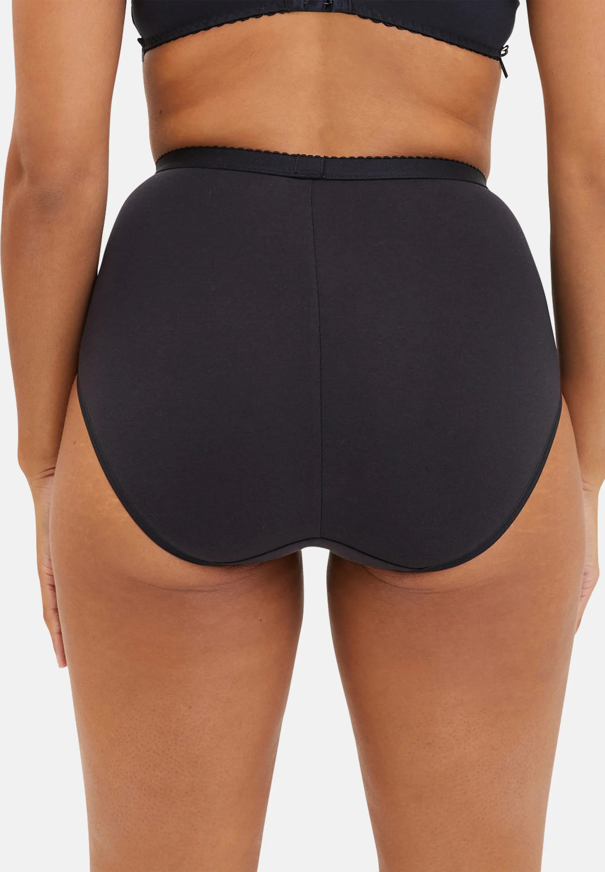 Culotte taille haute noir en coton - pour femme - de dos